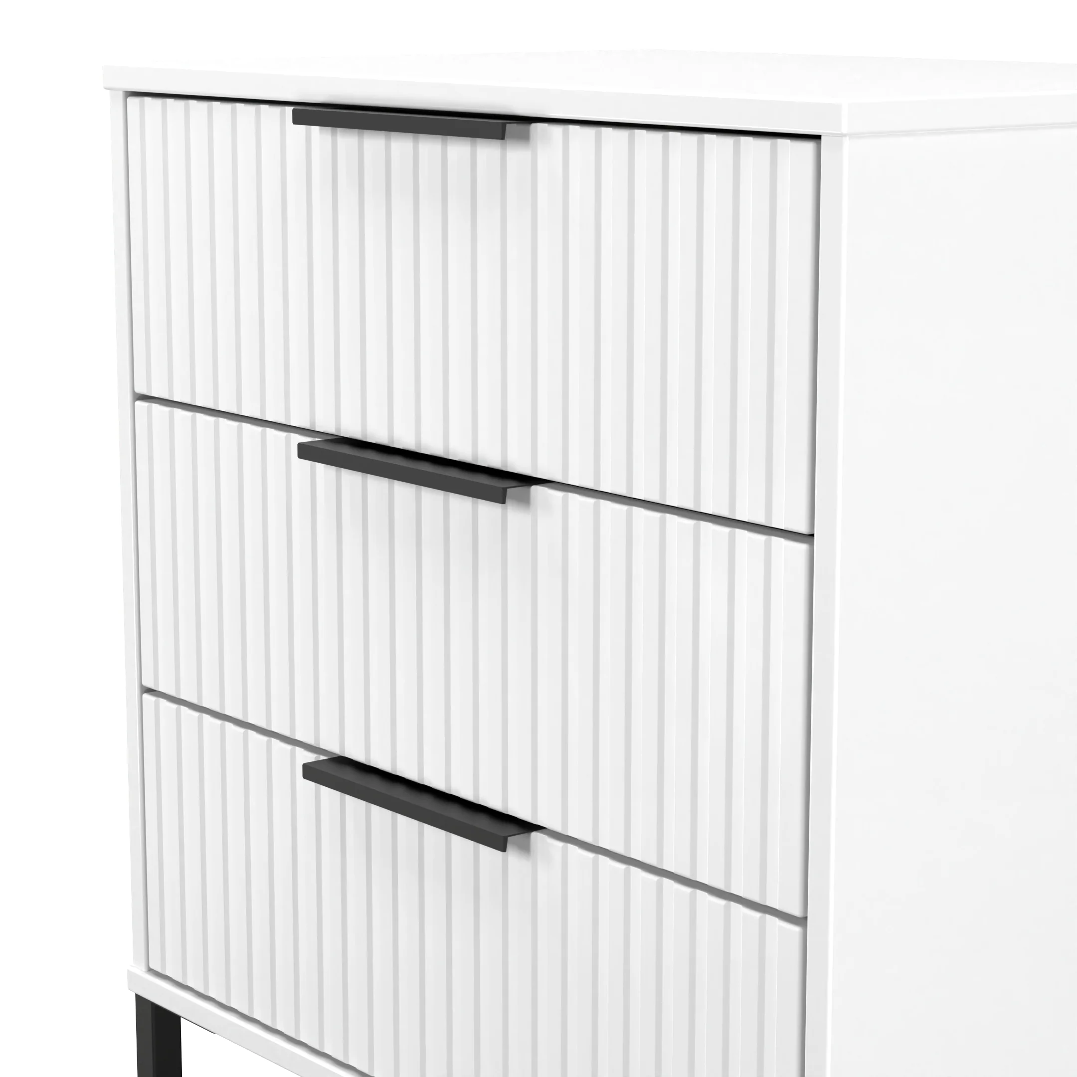 Fluted 3 Drawer Chest in White Matt - Ready Assembled - Image 5
