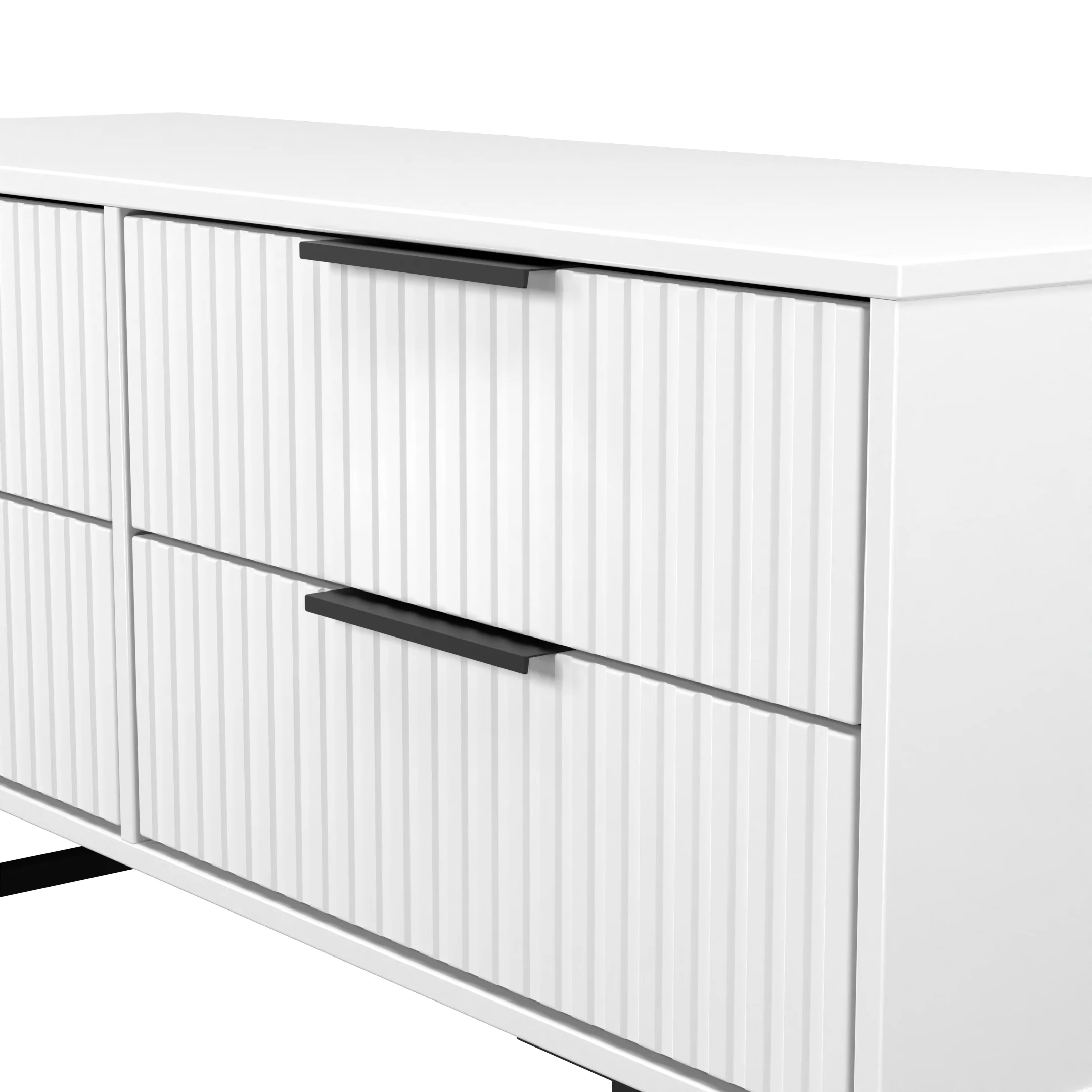Fluted 4 Drawer Bedbox in White Matt - Ready Assembled - Image 5