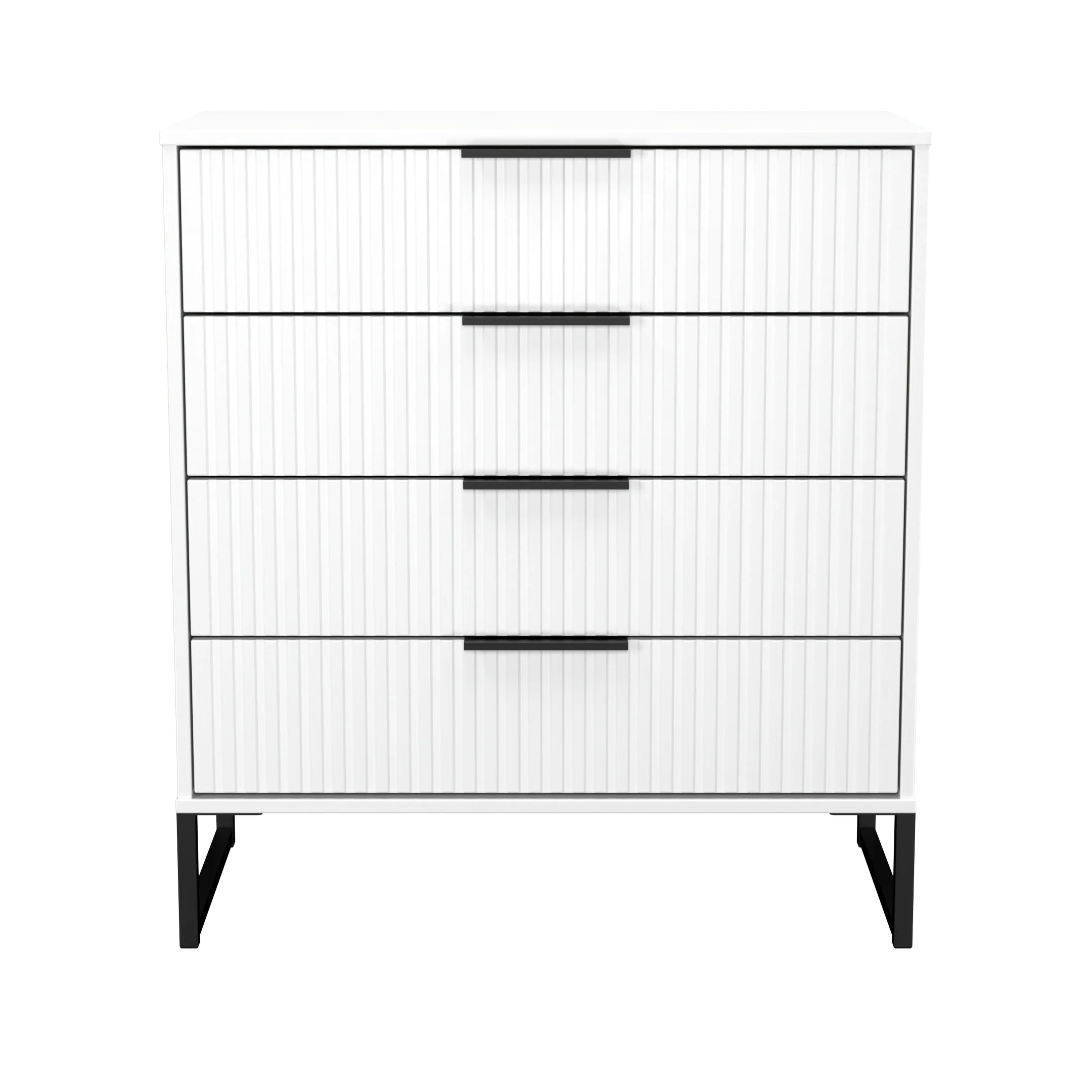 Fluted 4 Drawer Chest in White Matt - Ready Assembled - Image 2