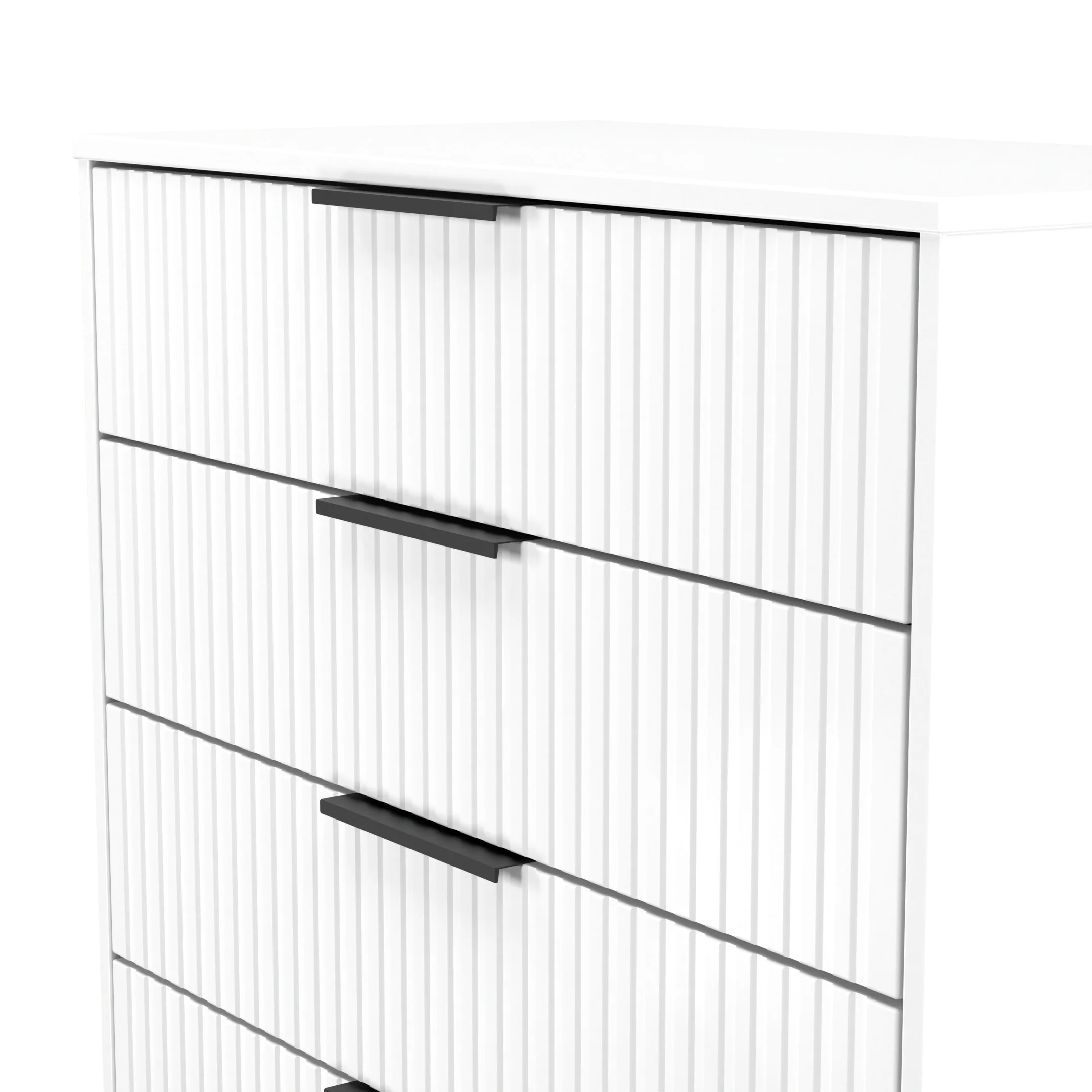 Fluted 4 Drawer Chest in White Matt - Ready Assembled - Image 5