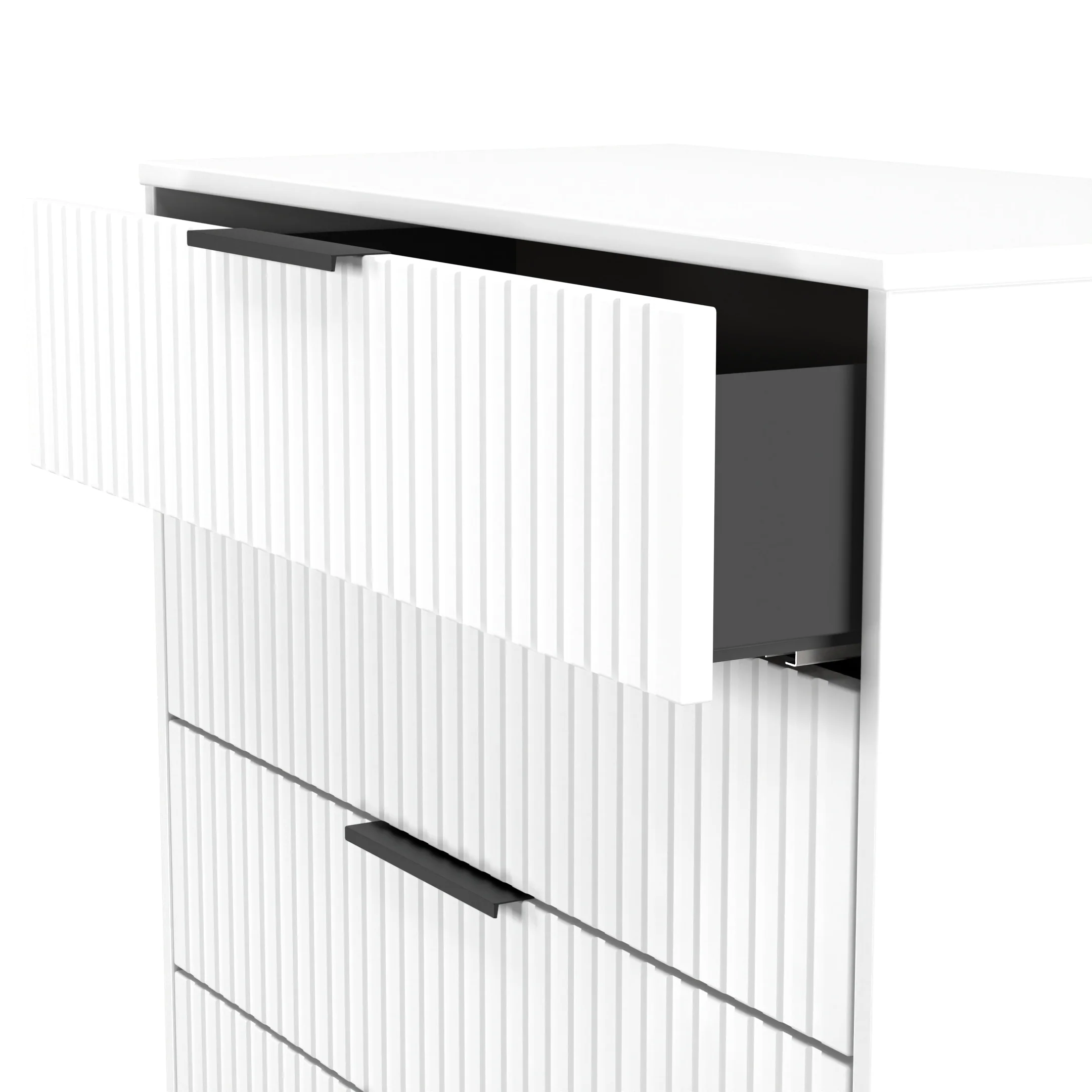 Fluted 4 Drawer Chest in White Matt - Ready Assembled - Image 6