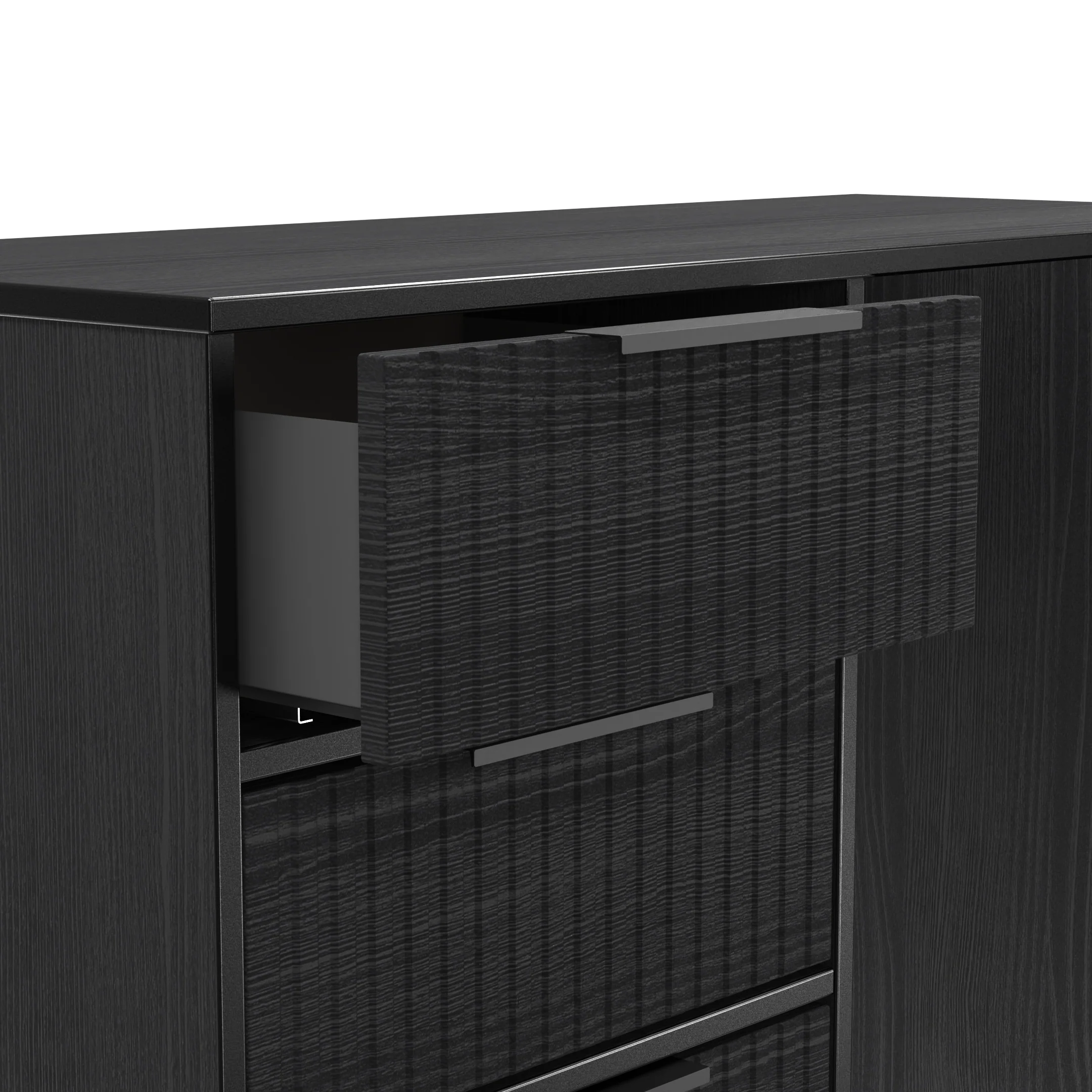 Fluted 4 Drawer Vanity in Black Ash - Ready Assembled - Image 6