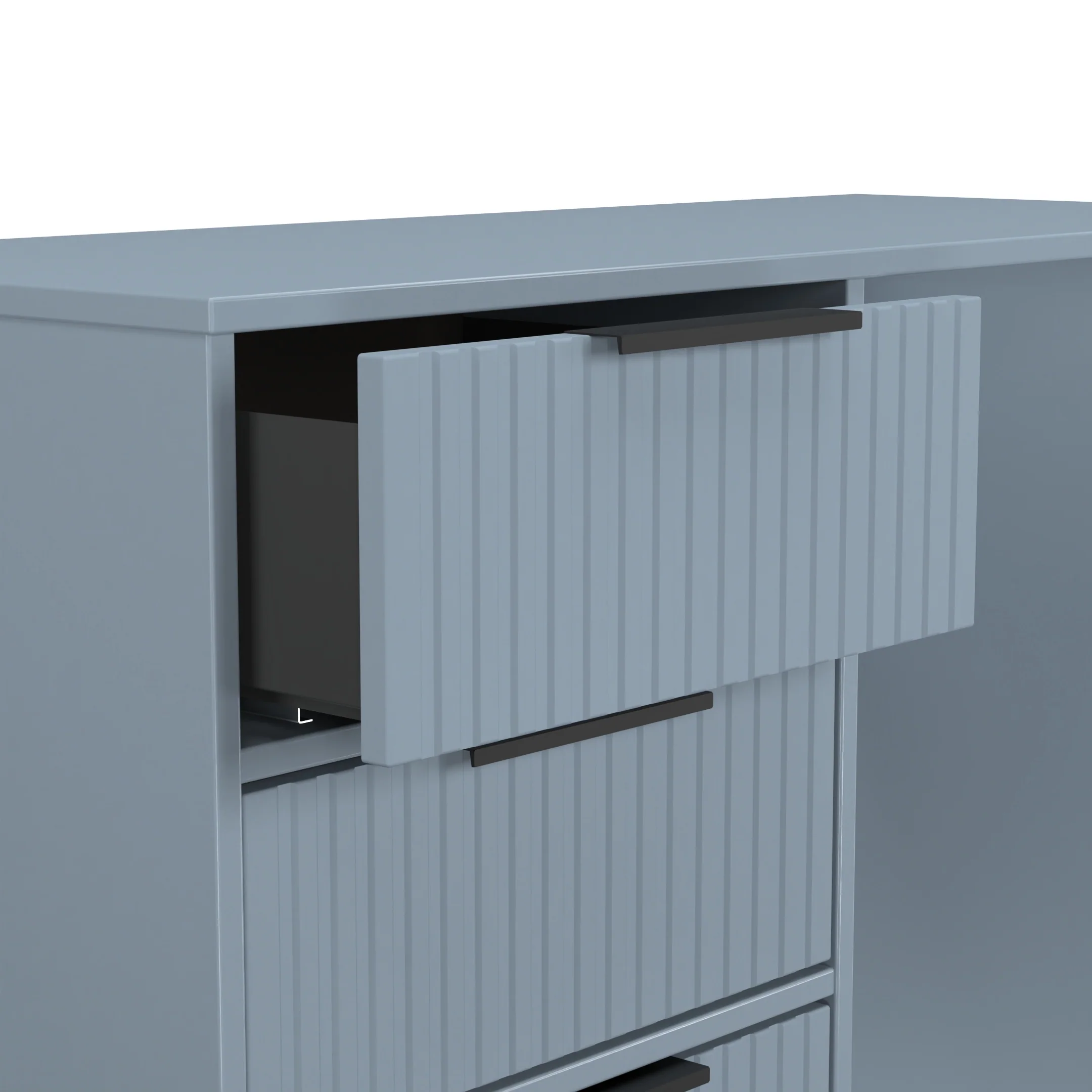Fluted 4 Drawer Vanity in Denim Blue - Ready Assembled - Image 6