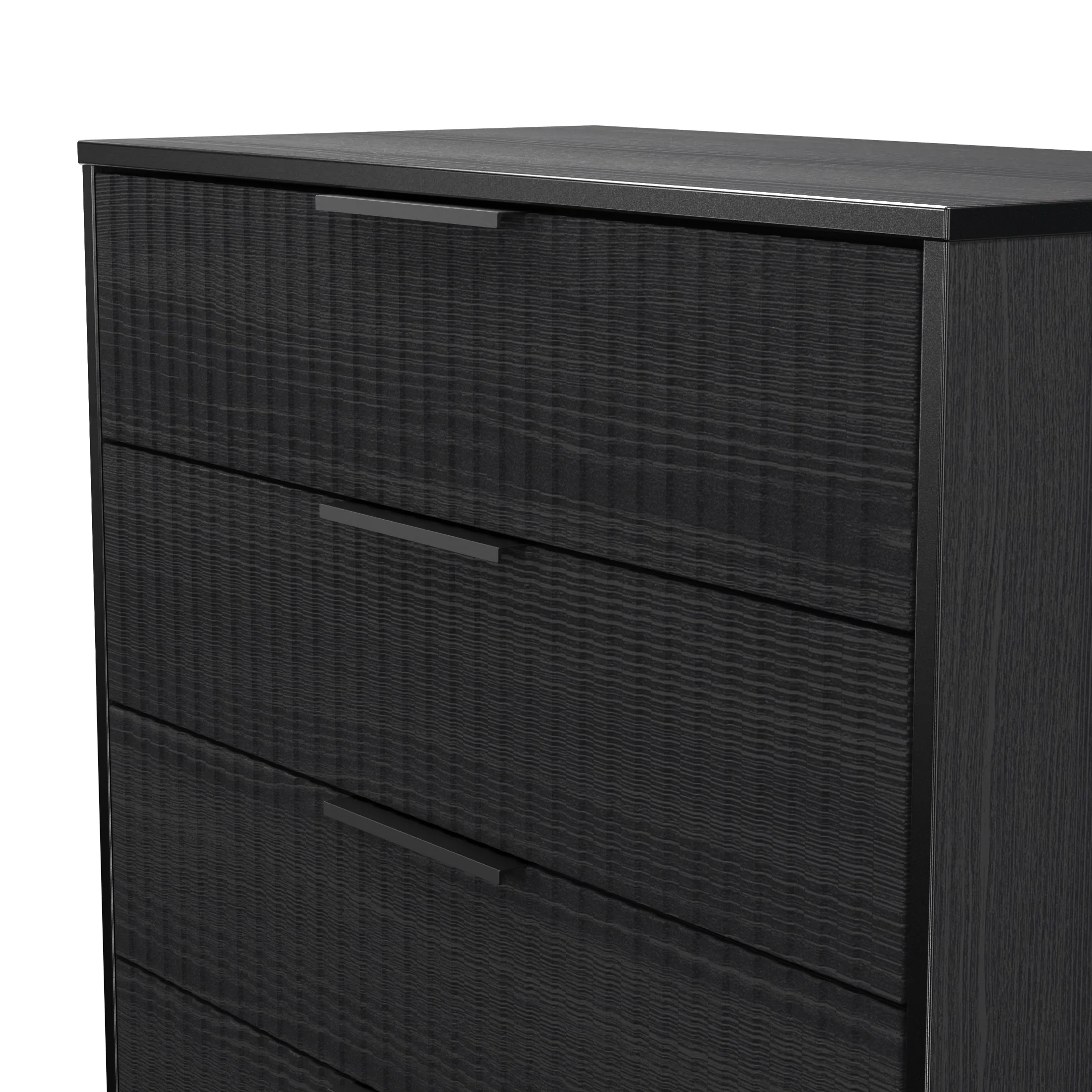Fluted 5 Drawer Chest in Black Ash - Ready Assembled - Image 5