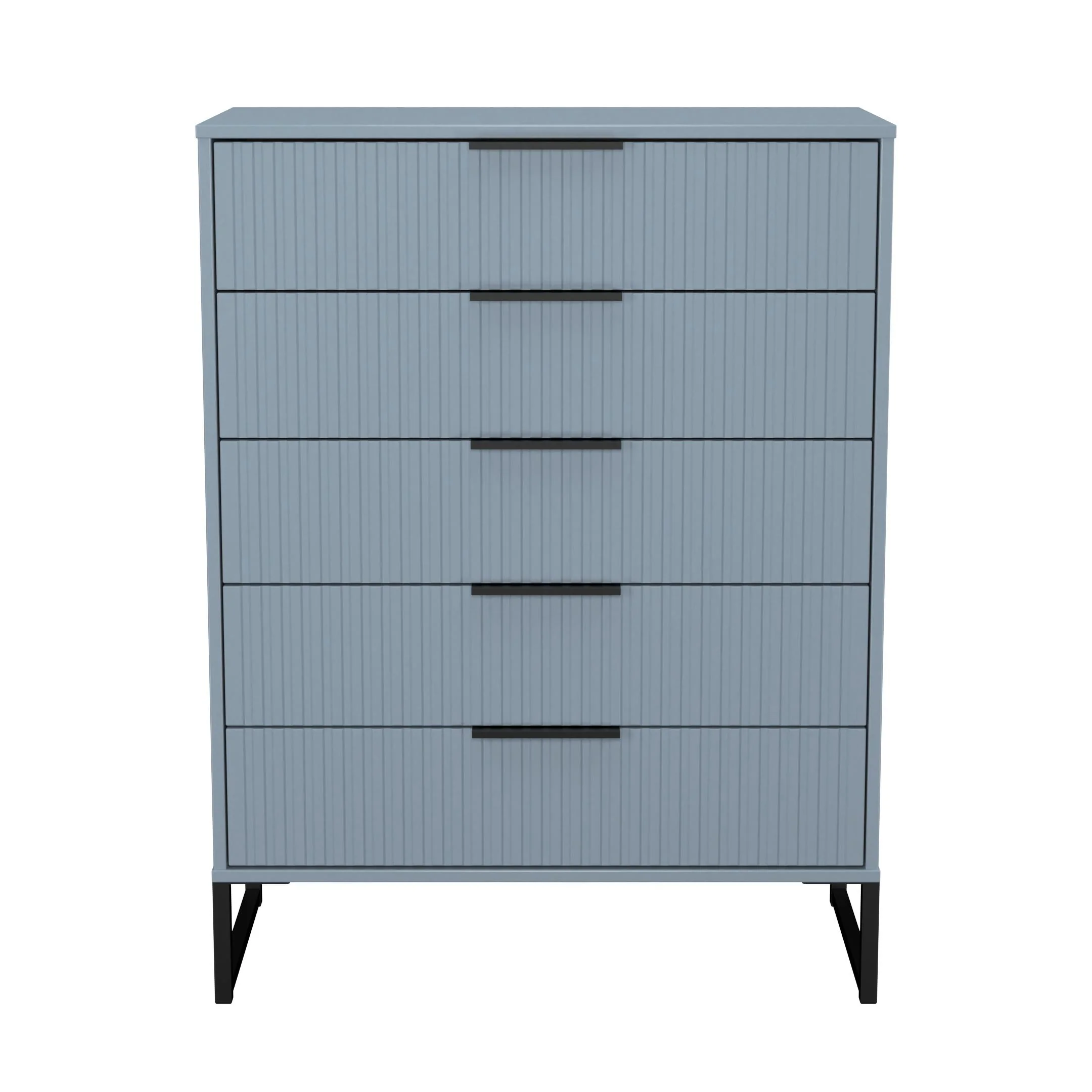 Fluted 5 Drawer Chest in Denim Blue - Ready Assembled - Image 2