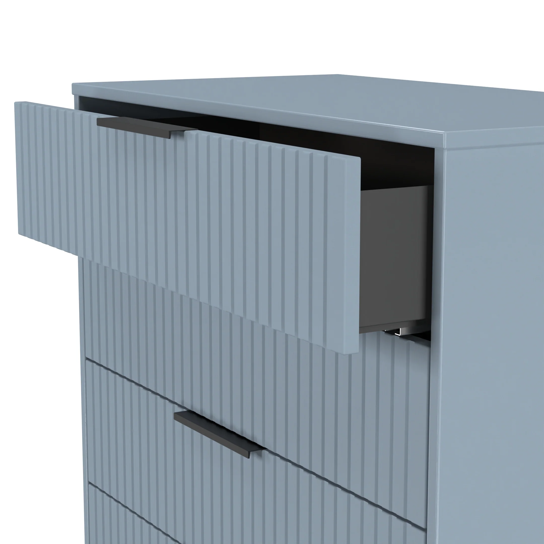 Fluted 5 Drawer Chest in Denim Blue - Ready Assembled - Image 6