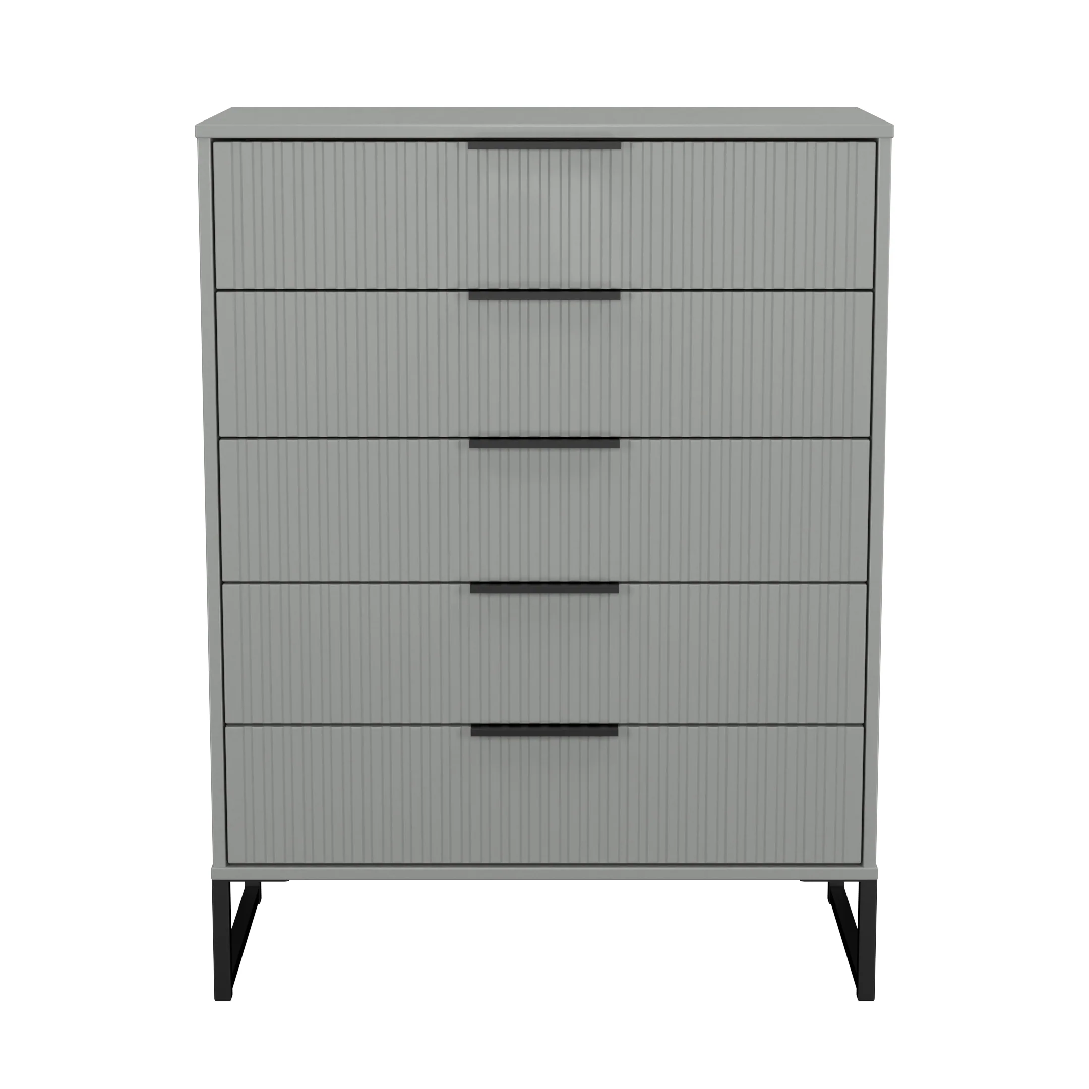 Fluted 5 Drawer Chest in Dusk Grey - Ready Assembled - Image 2