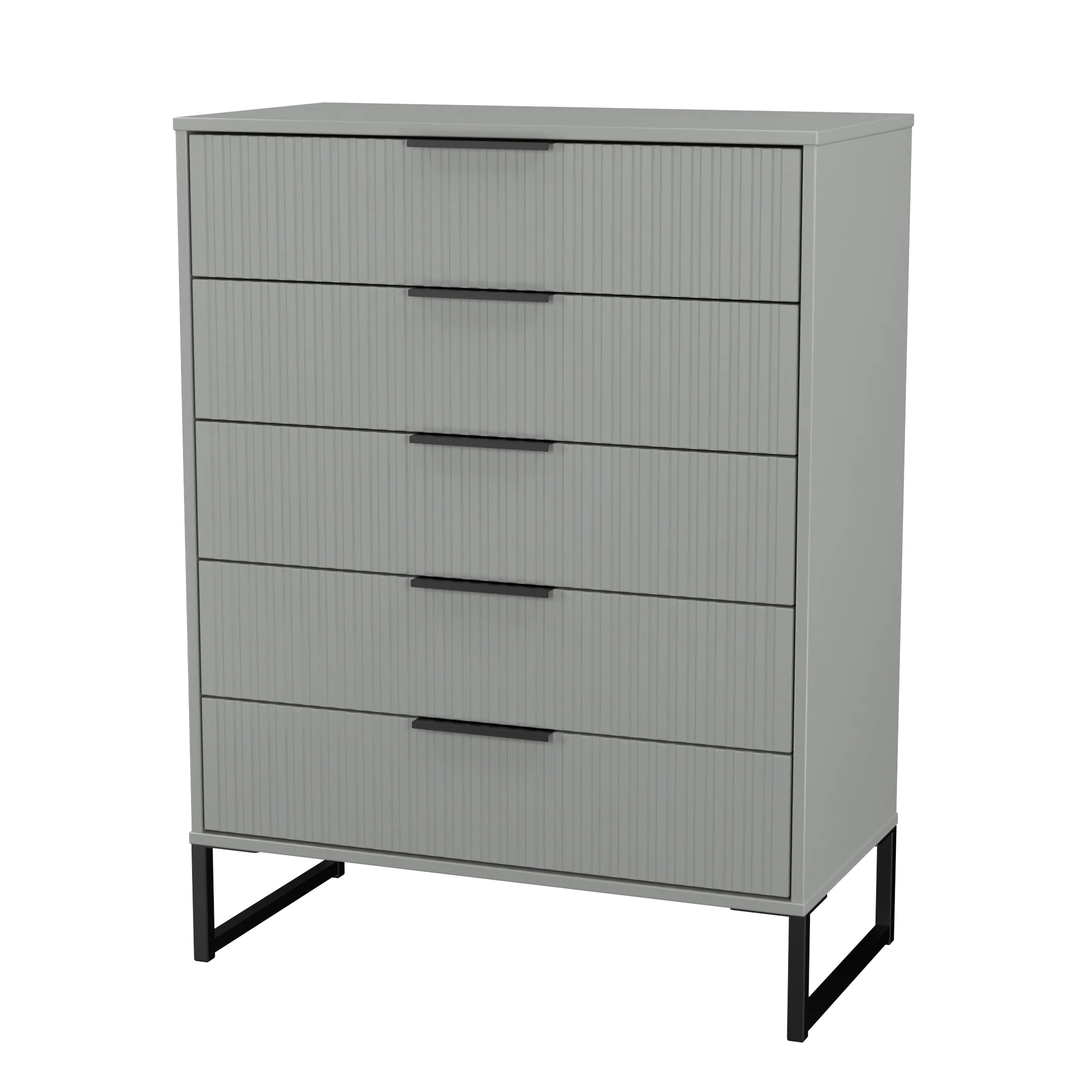 Fluted 5 Drawer Chest in Dusk Grey - Ready Assembled - Image 4