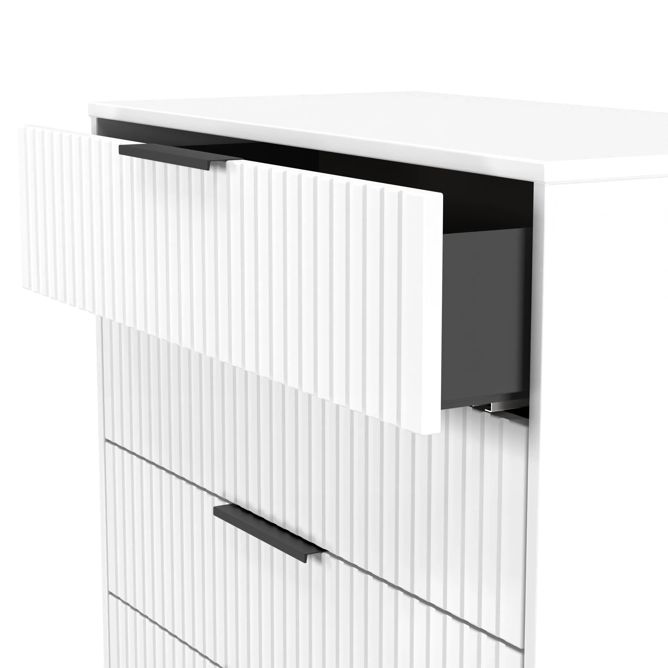 Fluted 5 Drawer Chest in White Matt - Ready Assembled - Image 6