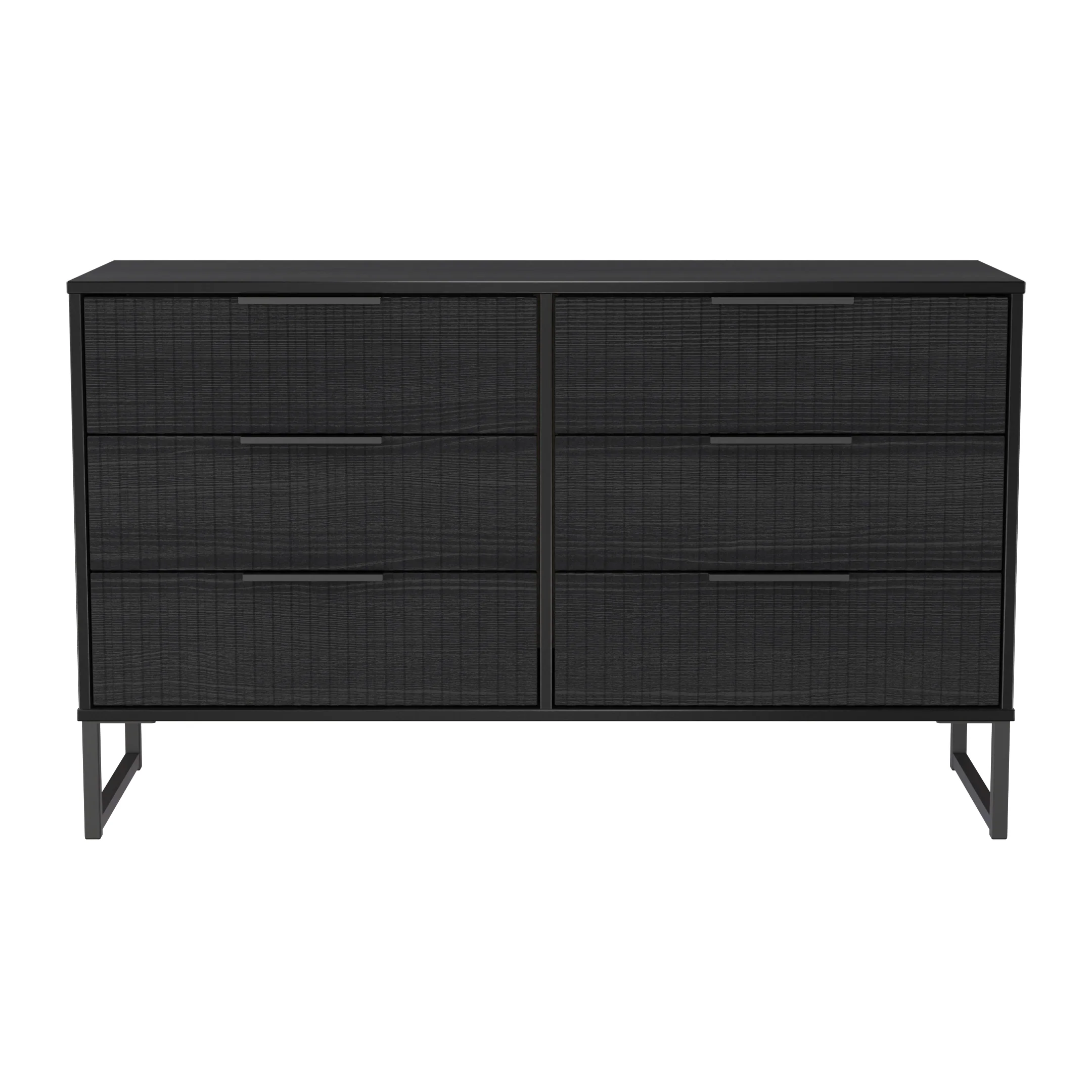 Fluted 6 Drawer Midi Chest in Black Ash - Ready Assembled - Image 2