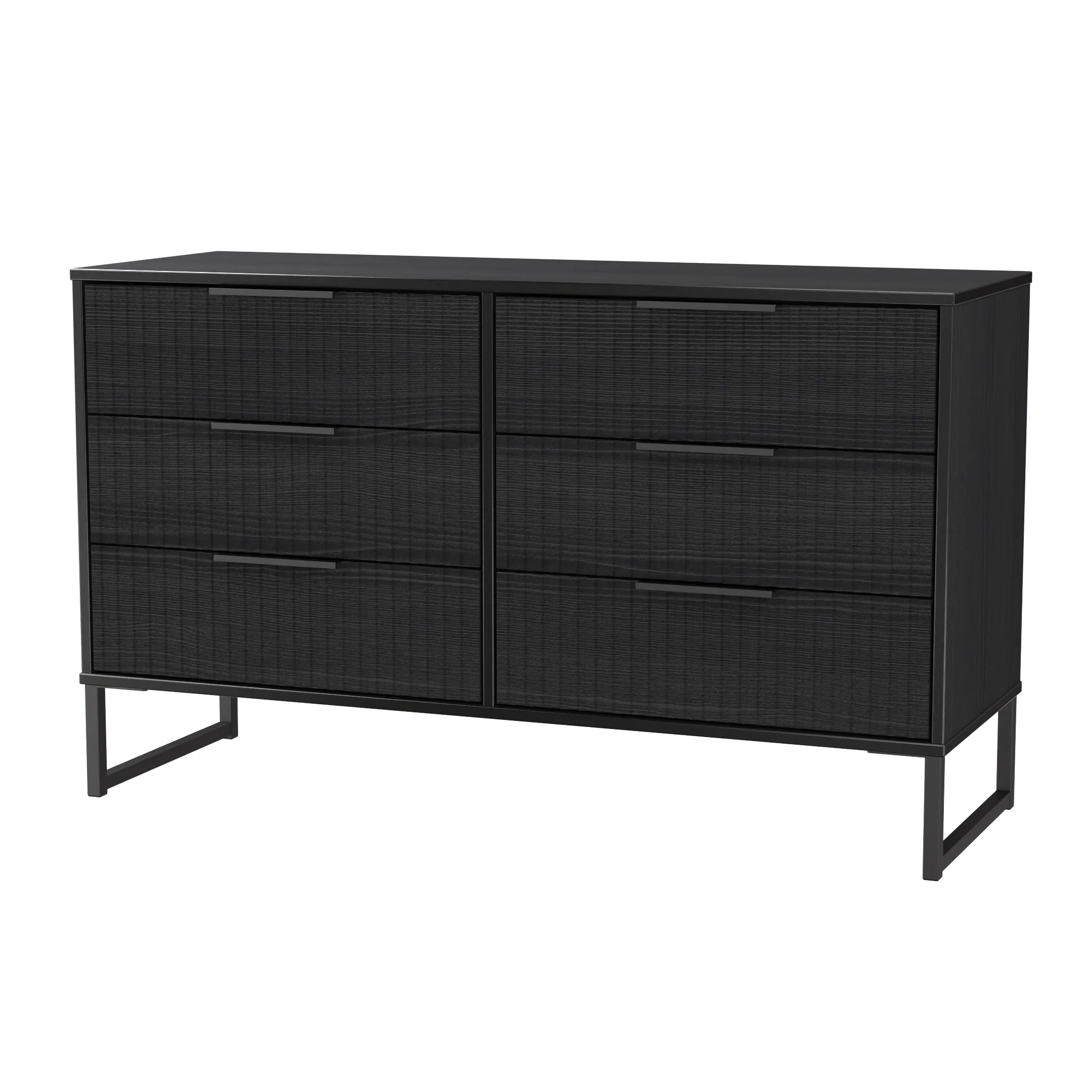Fluted 6 Drawer Midi Chest in Black Ash - Ready Assembled - Image 4