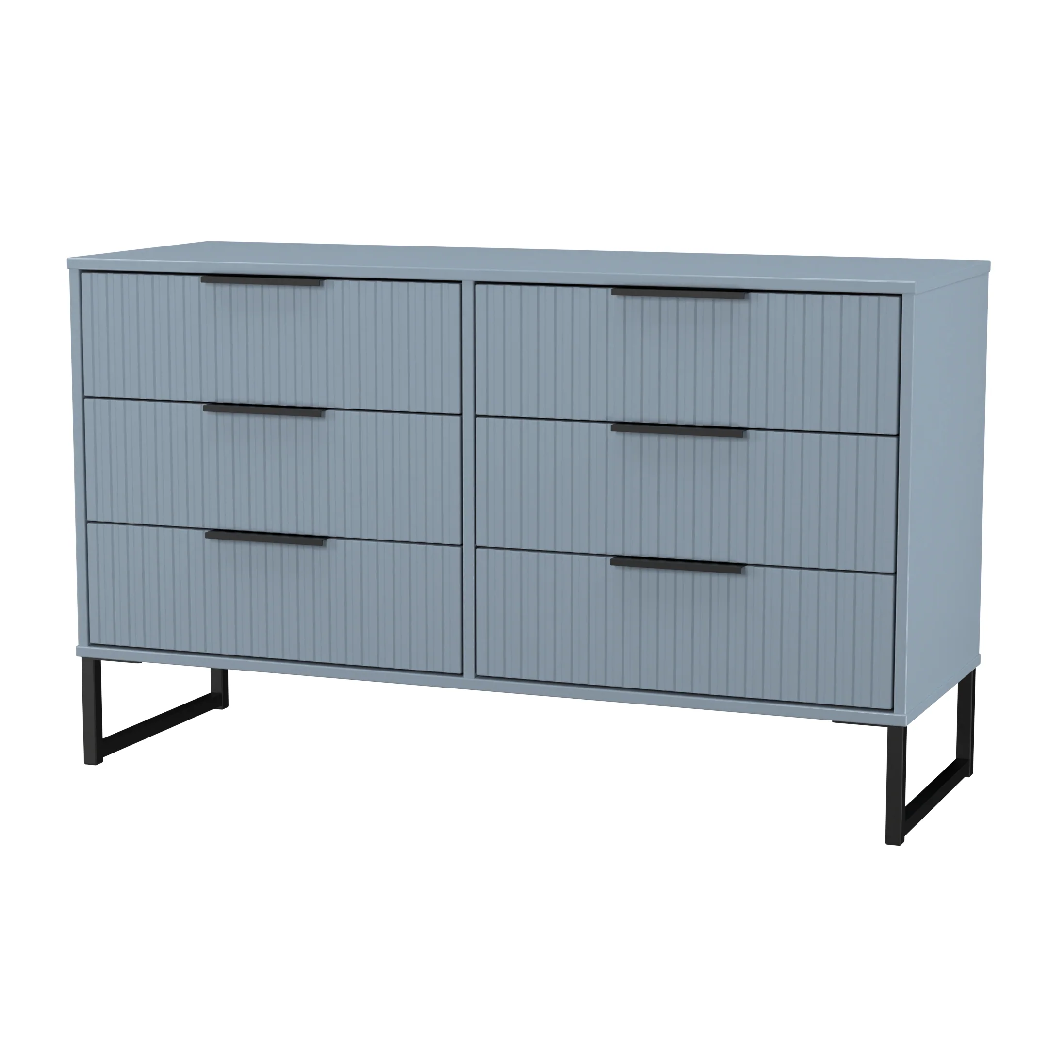 Fluted 6 Drawer Midi Chest in Denim Blue - Ready Assembled - Image 4