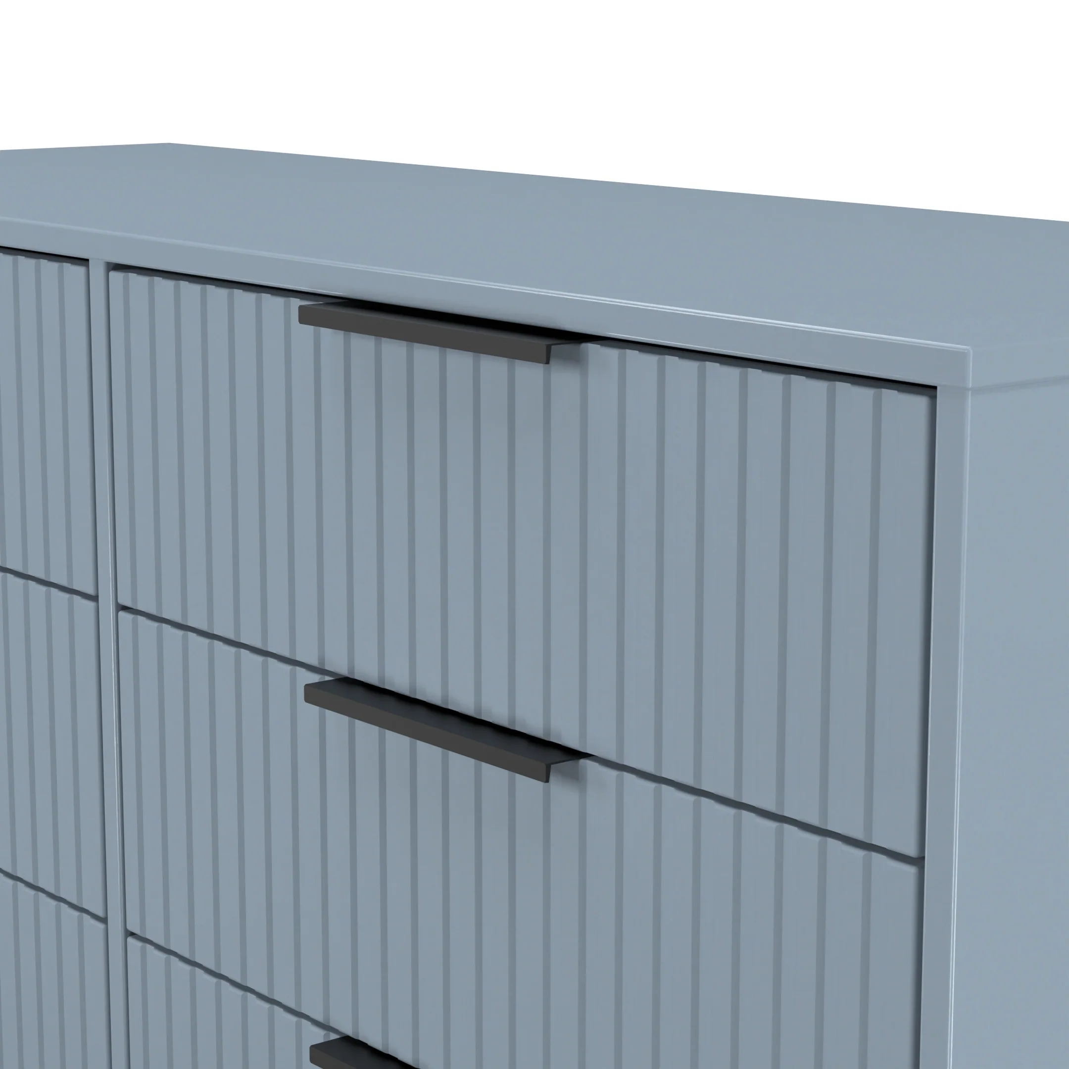 Fluted 6 Drawer Midi Chest in Denim Blue - Ready Assembled - Image 5