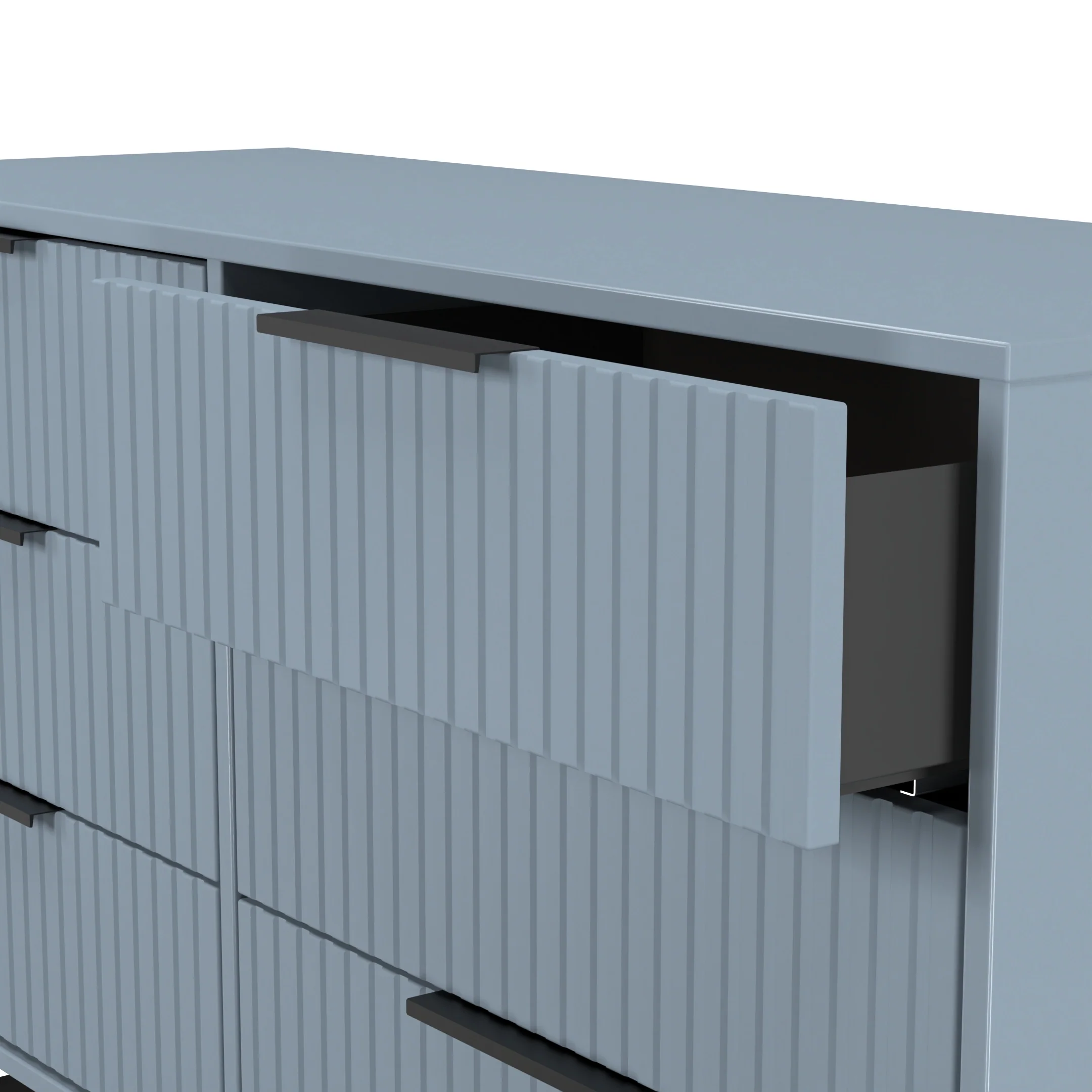 Fluted 6 Drawer Midi Chest in Denim Blue - Ready Assembled - Image 6