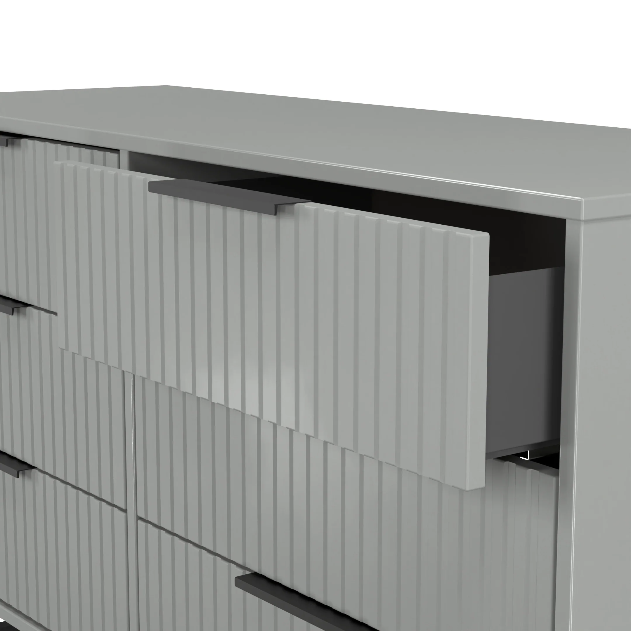 Fluted 6 Drawer Midi Chest in Dusk Grey - Ready Assembled - Image 6