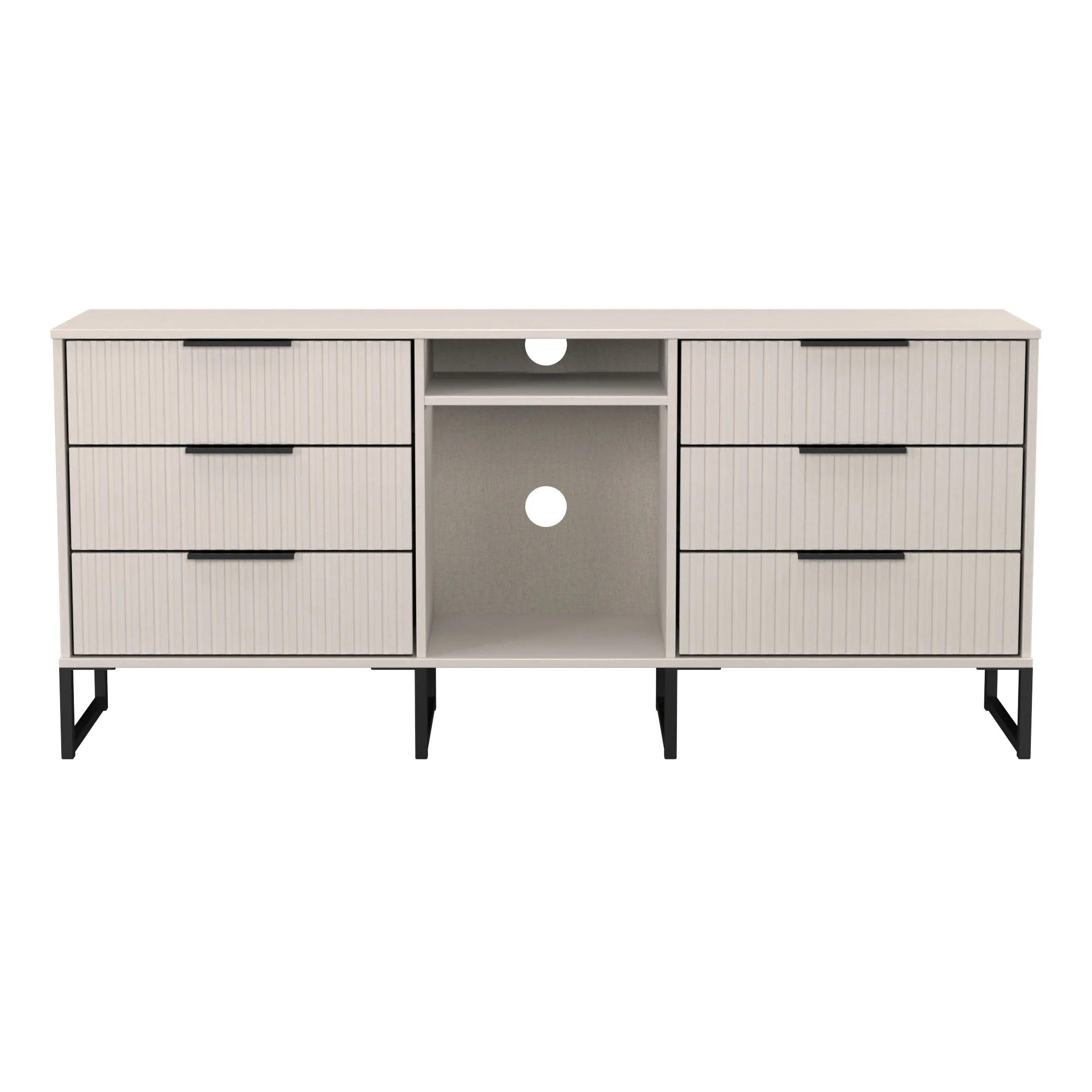 Fluted 6 Drawer Sideboard in Kashmir Matt - Ready Assembled - Image 2