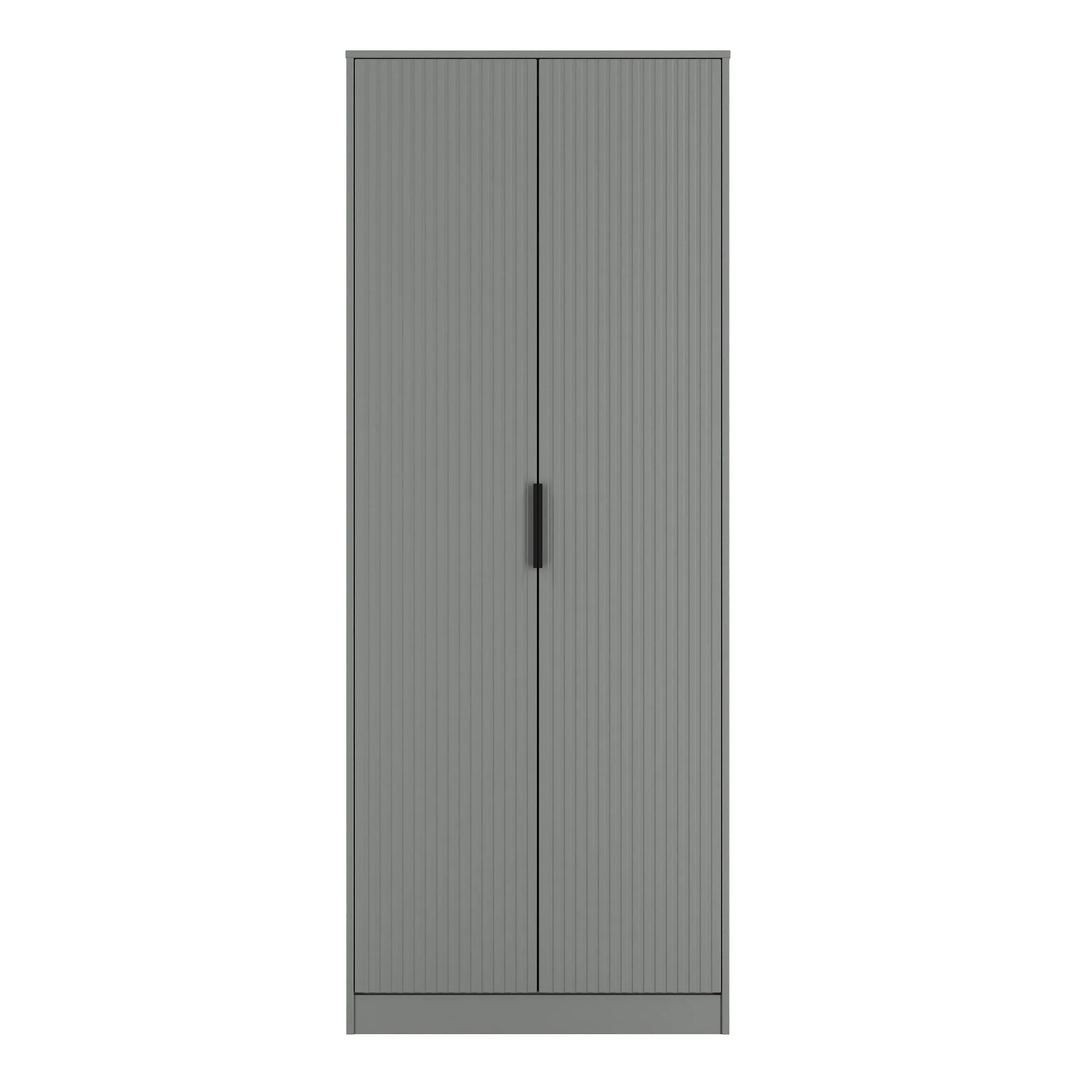 Fluted Double Wardrobe in Dusk Grey - Ready Assembled - Image 2