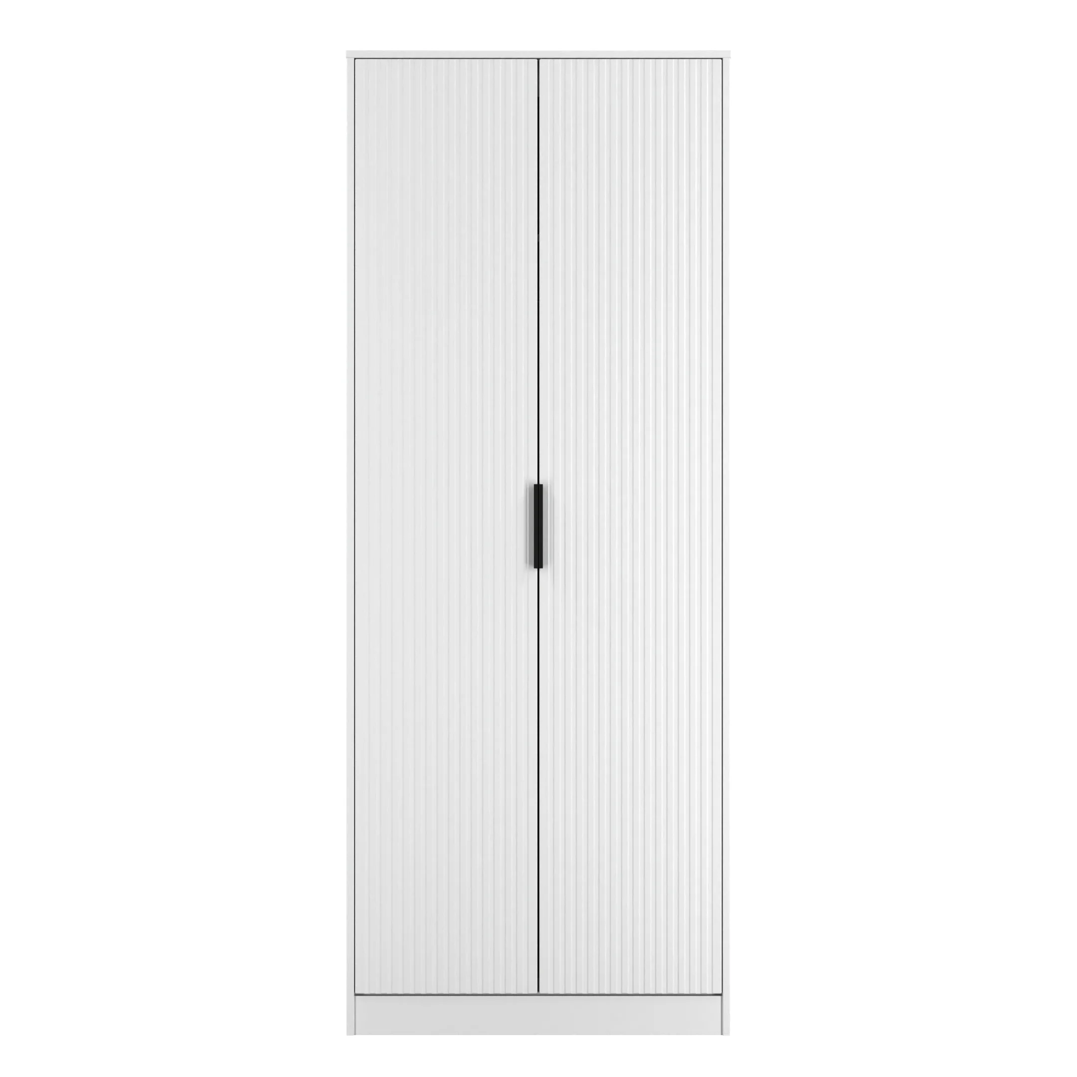 Fluted Double Wardrobe in White Matt - Ready Assembled - Image 2