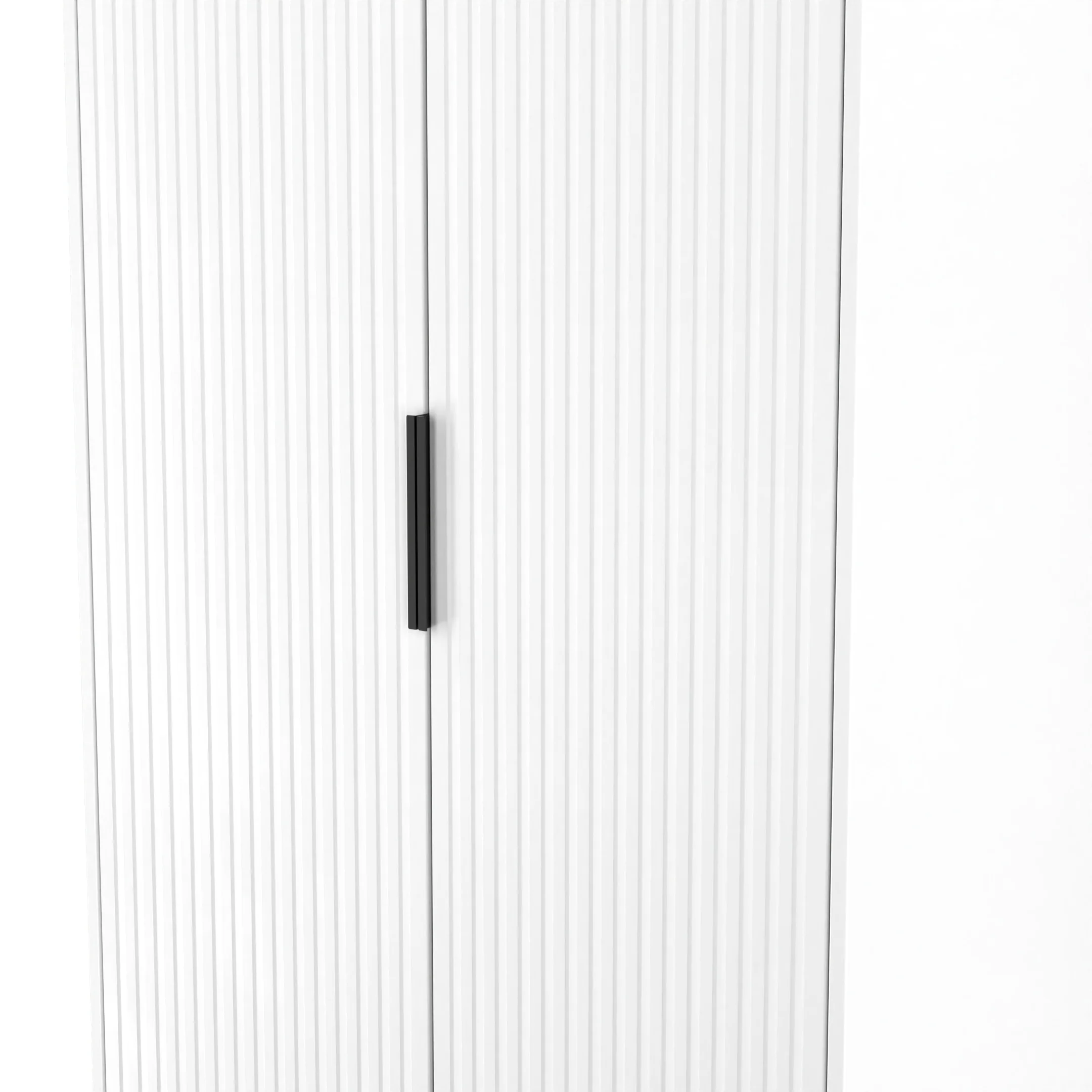 Fluted Double Wardrobe in White Matt - Ready Assembled - Image 5