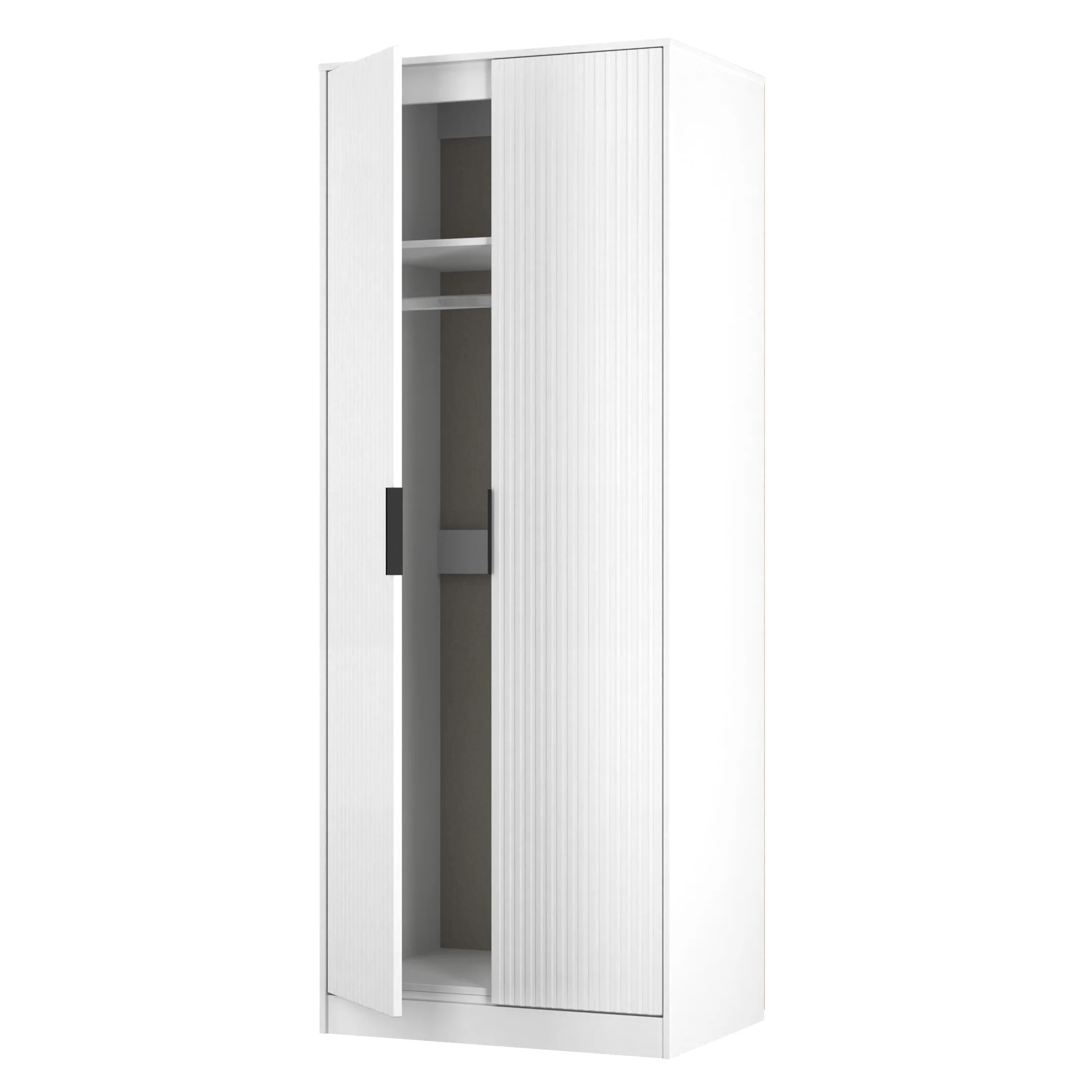 Fluted Double Wardrobe in White Matt - Ready Assembled - Image 6