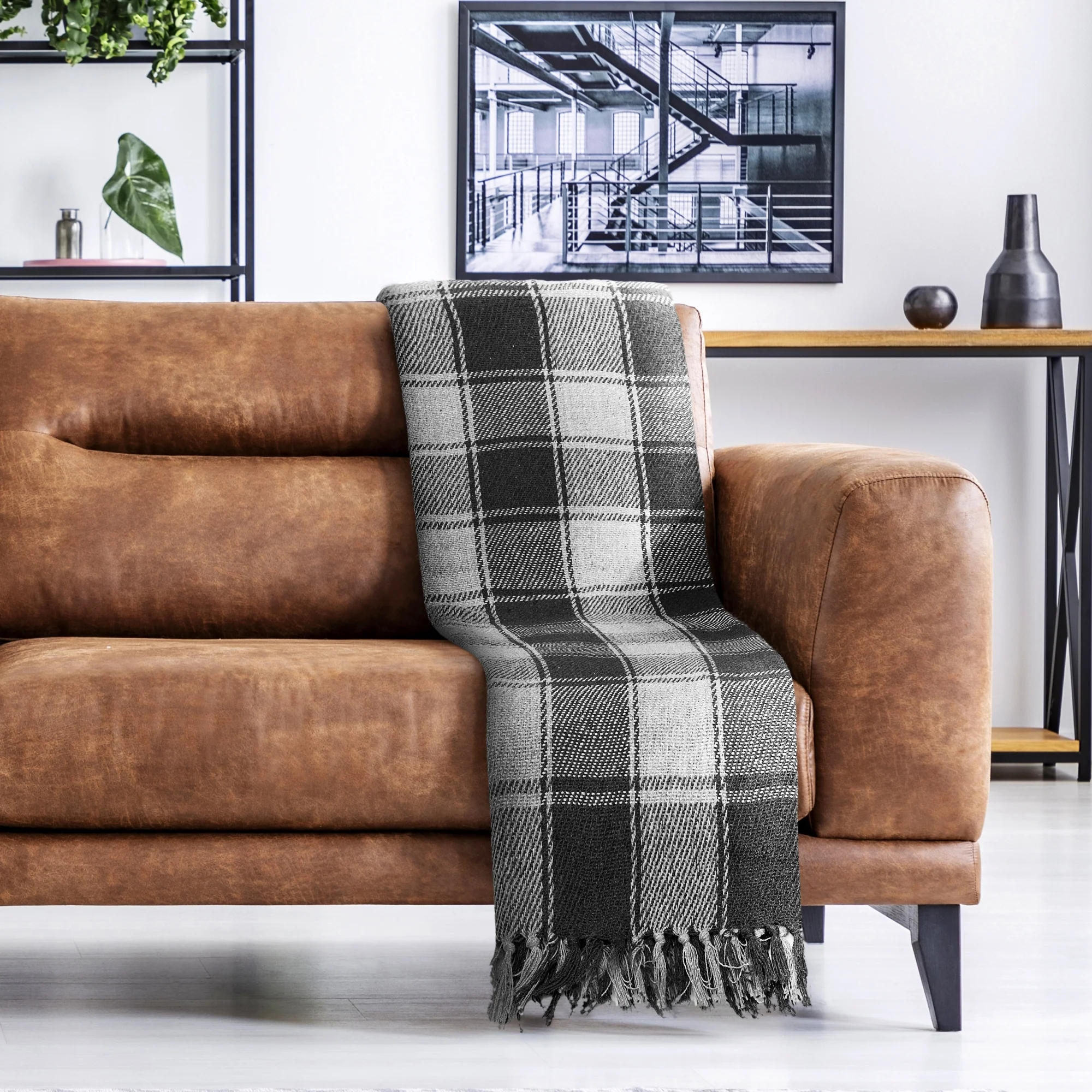 Frisco - Recycled Cotton Throw in Charcoal (70" x 100") - Image 4
