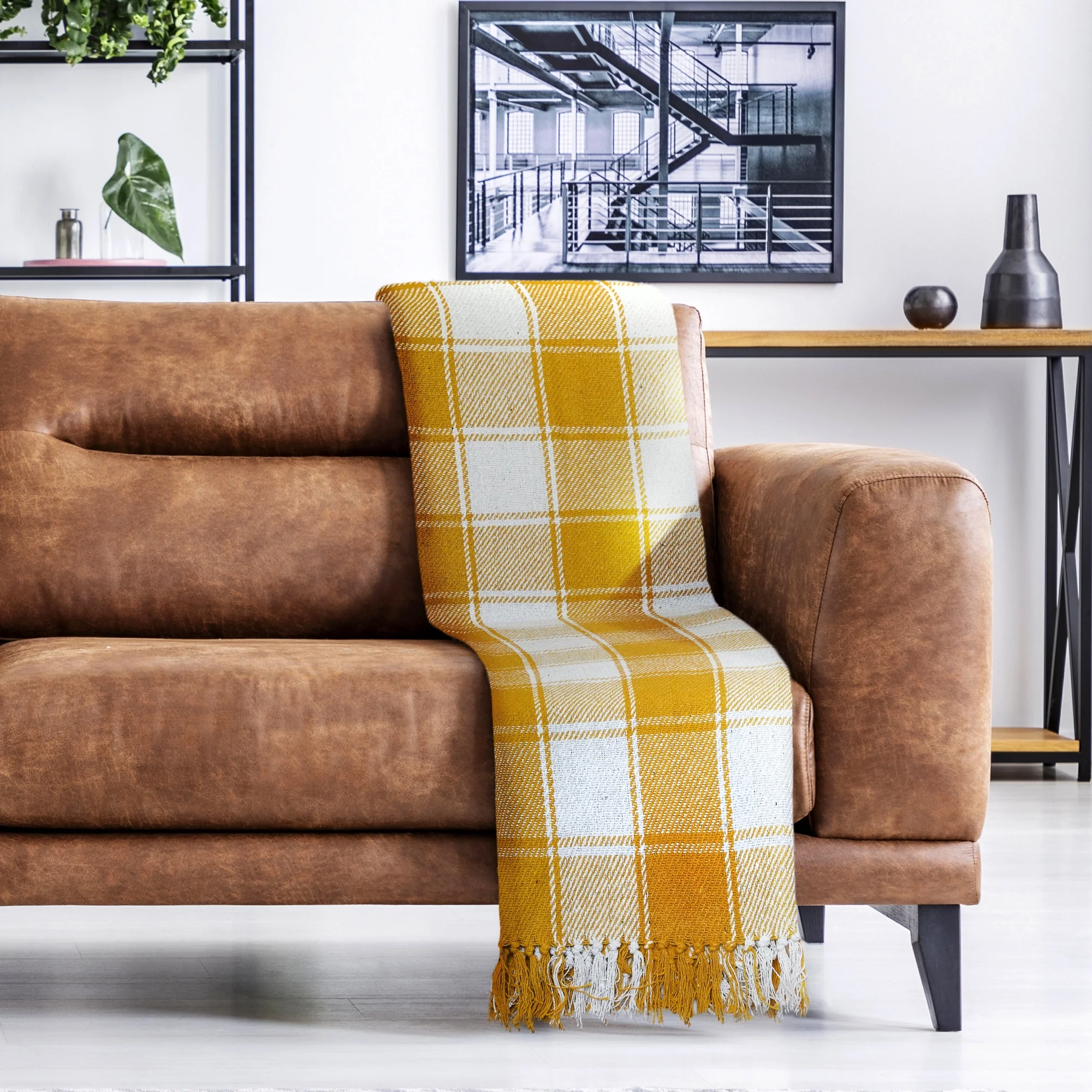 Frisco - Recycled Cotton Throw in Ochre (70" x 100") - Image 4