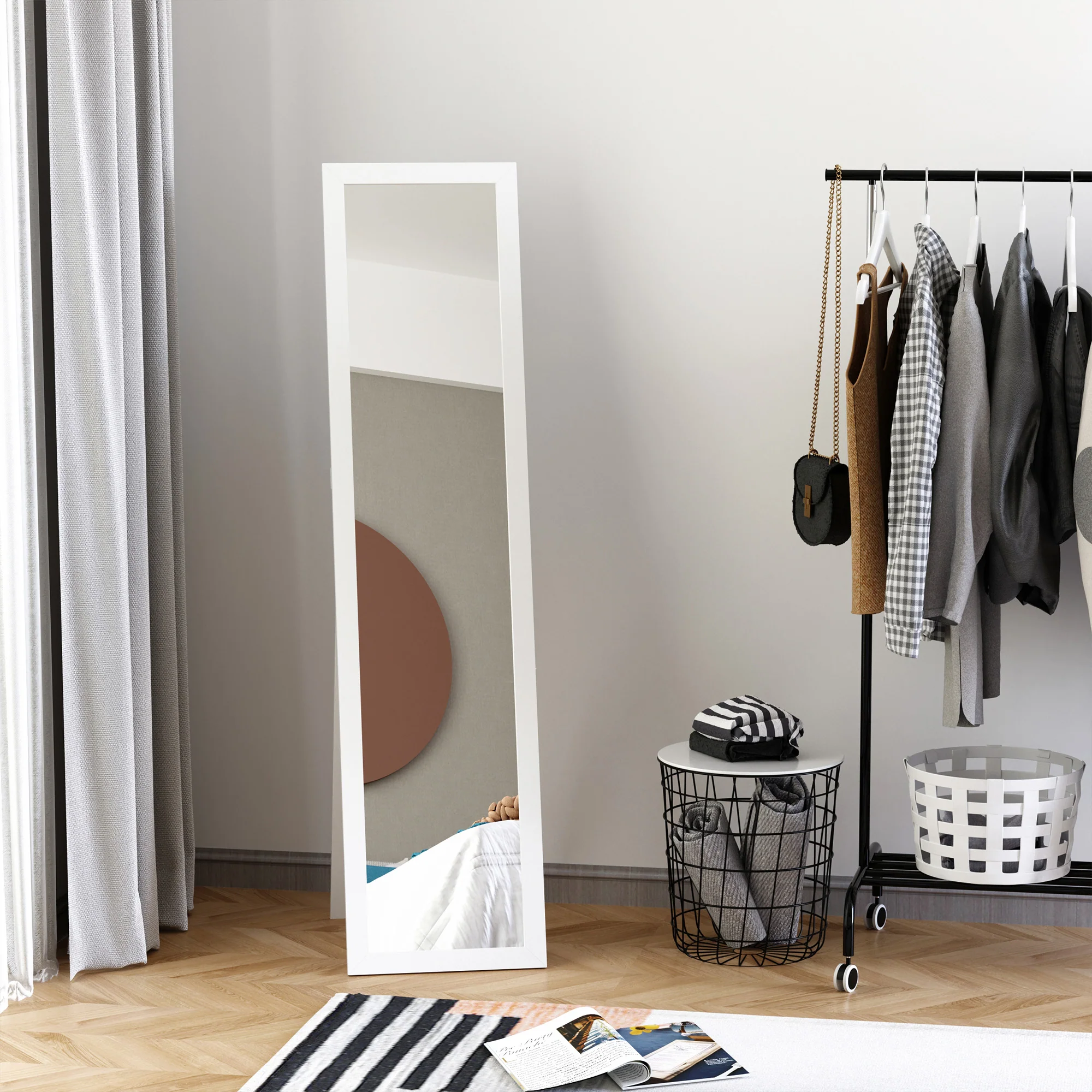 Full Length Mirror, Free Standing Or Wall-Mounted Tall Mirror For Bedroom White - Image 2