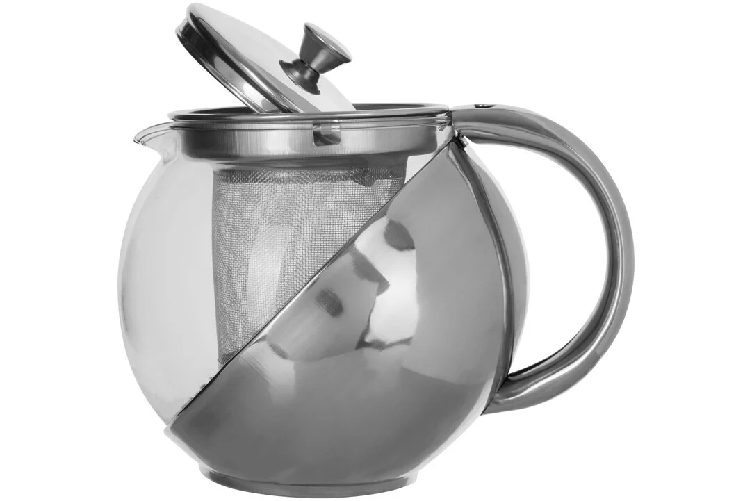 Fuso 650ml Grey Stainless Steel And Glass Teapot - Image 2