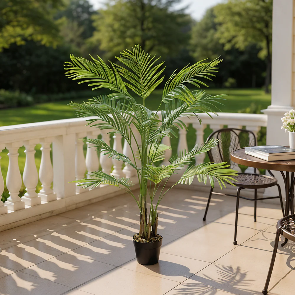 Garden Sanctuary 130cm Artificial Bamboo Palm Tree Plant in Pot Indoor Living Room Plant Decor - Image 2