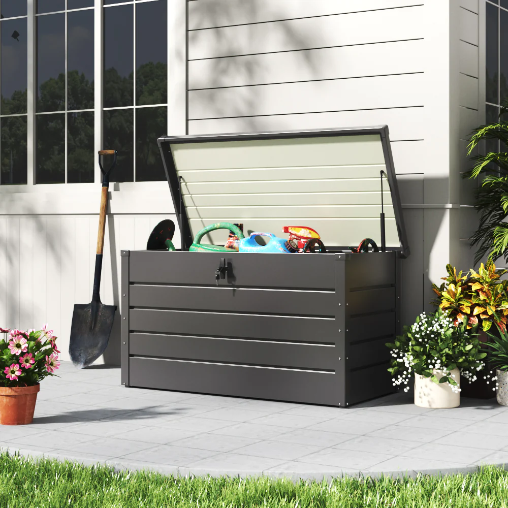 Garden Sanctuary 350L Metal Outdoor Garden Storage Box Lockable - Image 2