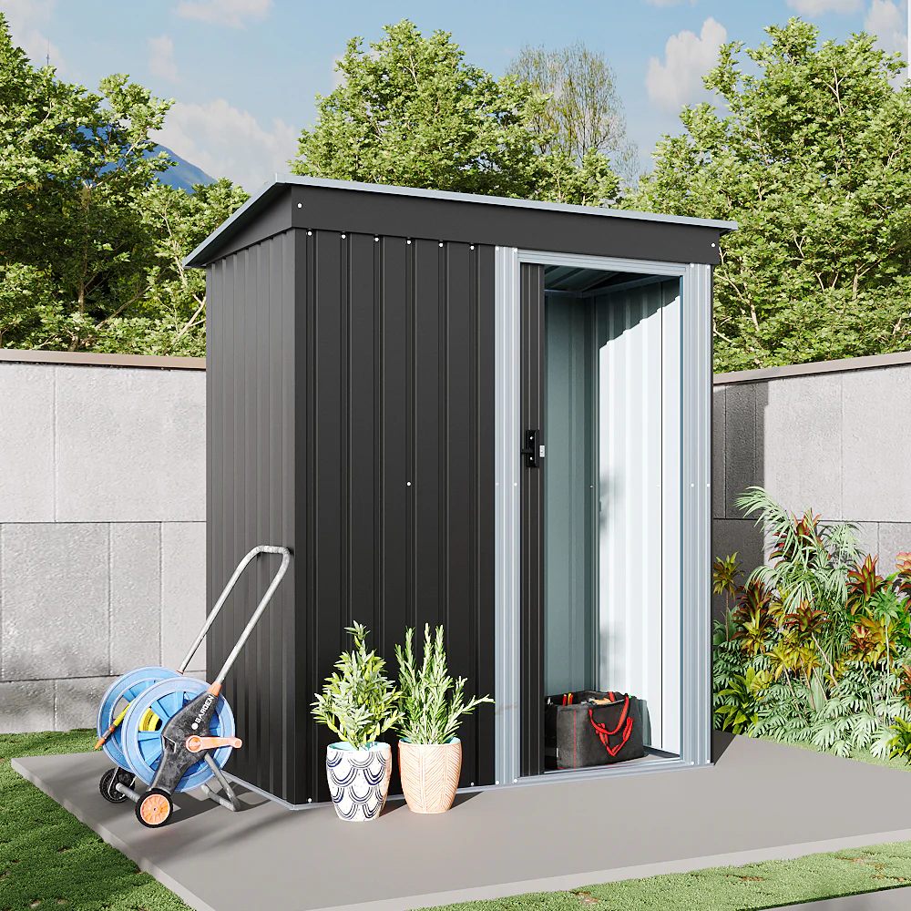 Garden Sanctuary 5 x 3 FT Outdoor Metal Storage Shed with Lockable Door for Garden - Image 2