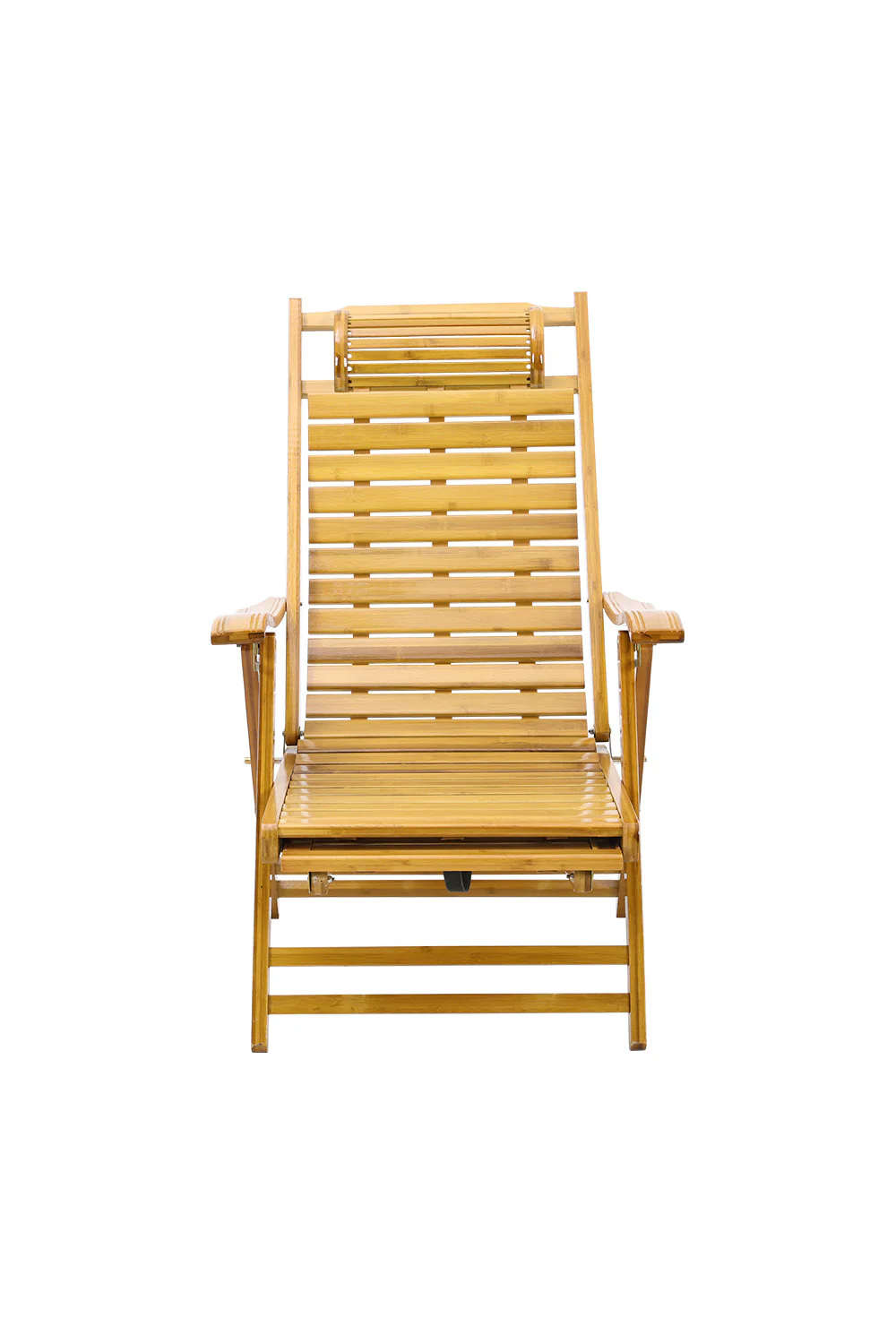 Garden Sanctuary Bamboo Foldable Recliner Lounge Chair With Retractable Footrest - Image 7