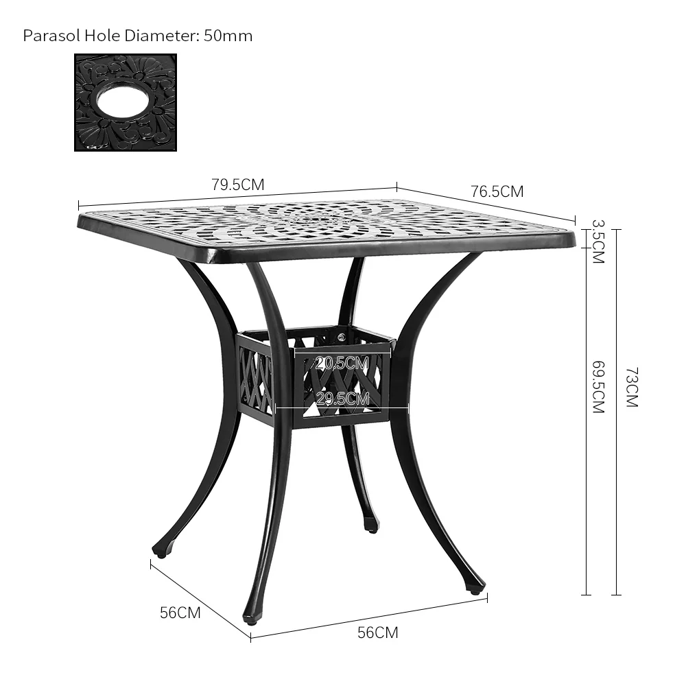 Garden Sanctuary Cast Aluminum Square Outdoor Dining Table Black - Image 8