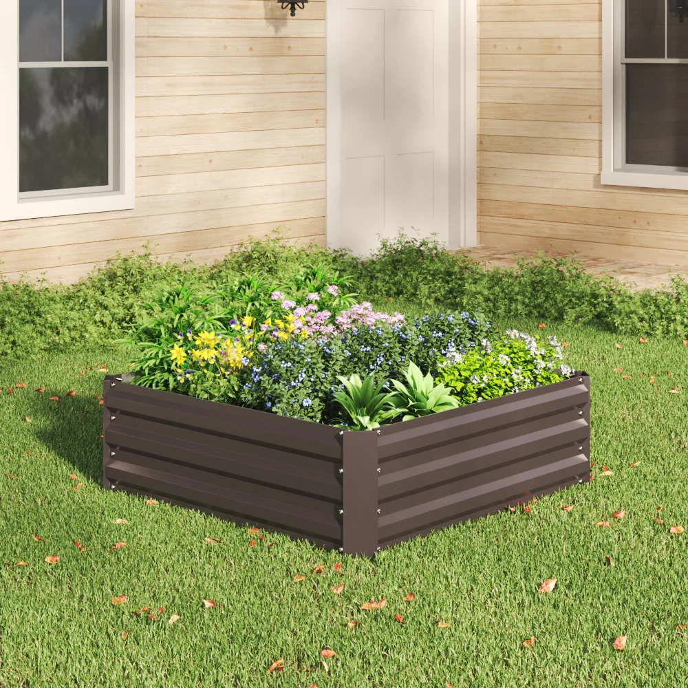 Garden Sanctuary Galvanized Steel Square Raised Garden Bed Planter Box - Image 2