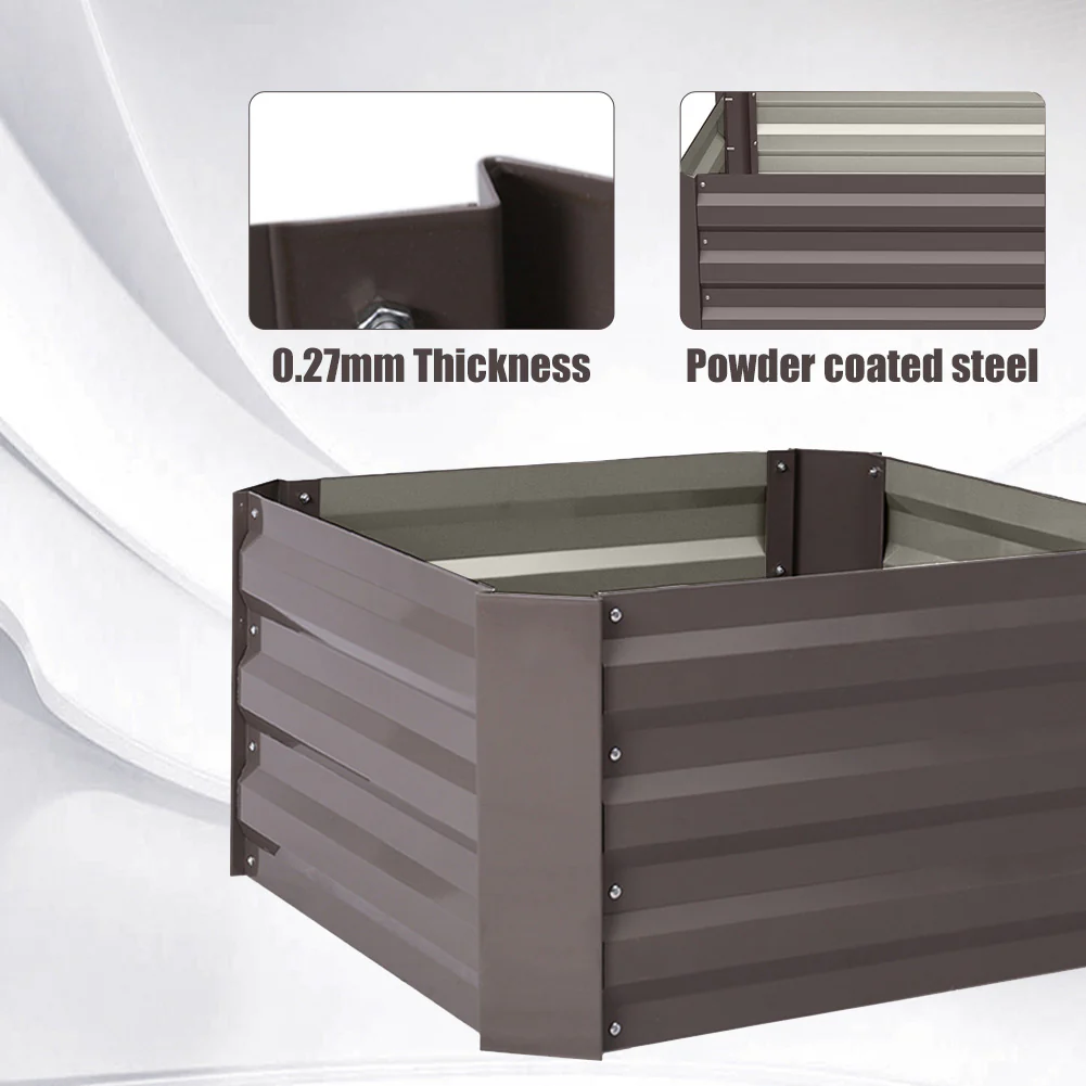 Garden Sanctuary Galvanized Steel Square Raised Garden Bed Planter Box - Image 3
