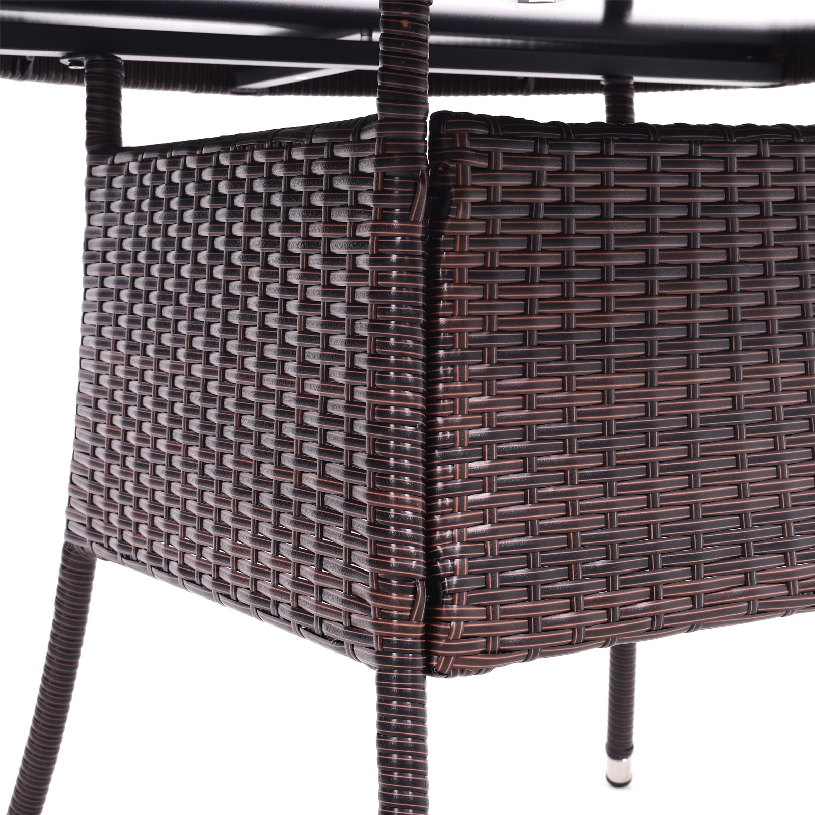 Garden Sanctuary Garden Wicker Tempered Glass Table with Parasol Hole - Image 4
