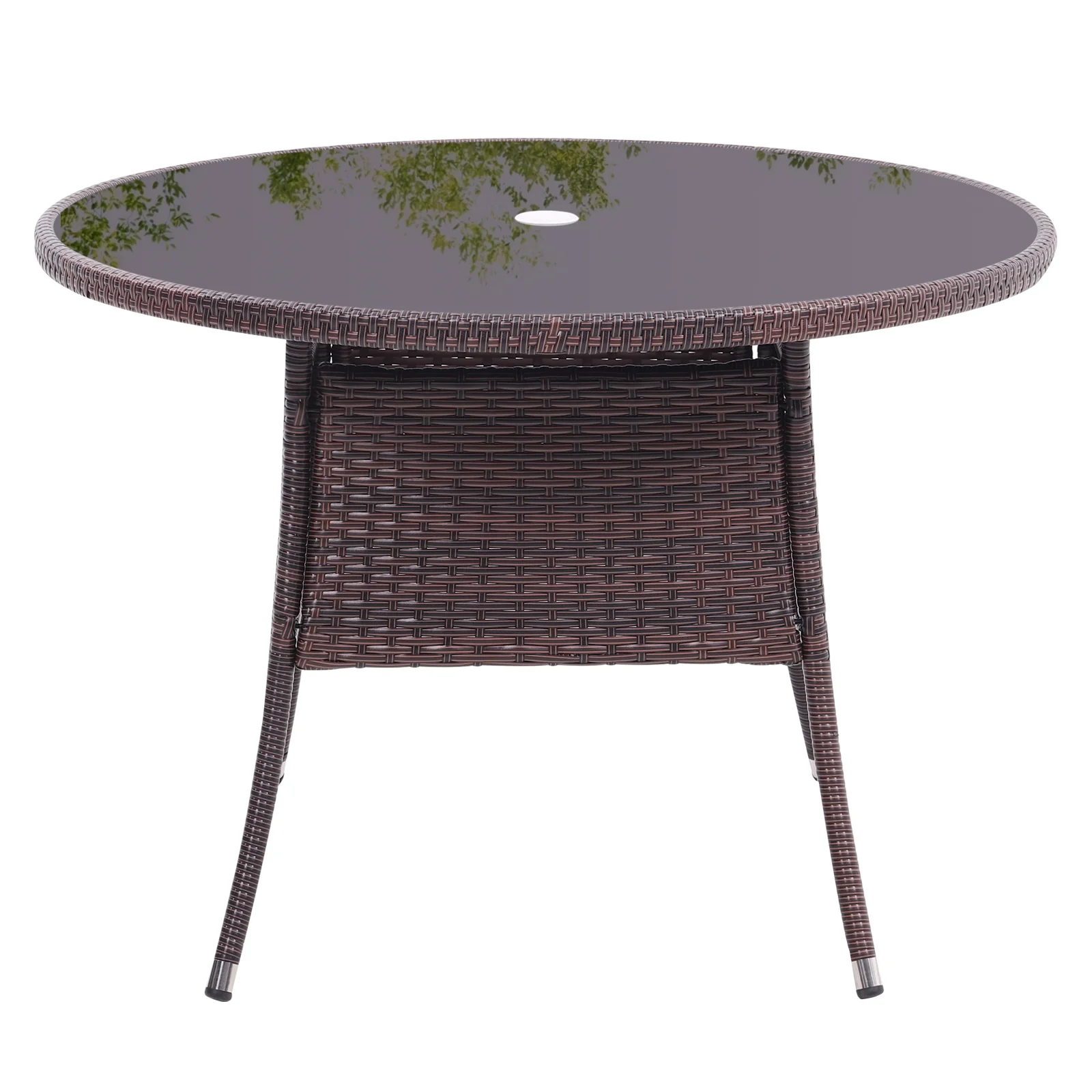 Garden Sanctuary Garden Wicker Tempered Glass Table with Parasol Hole - Image 8
