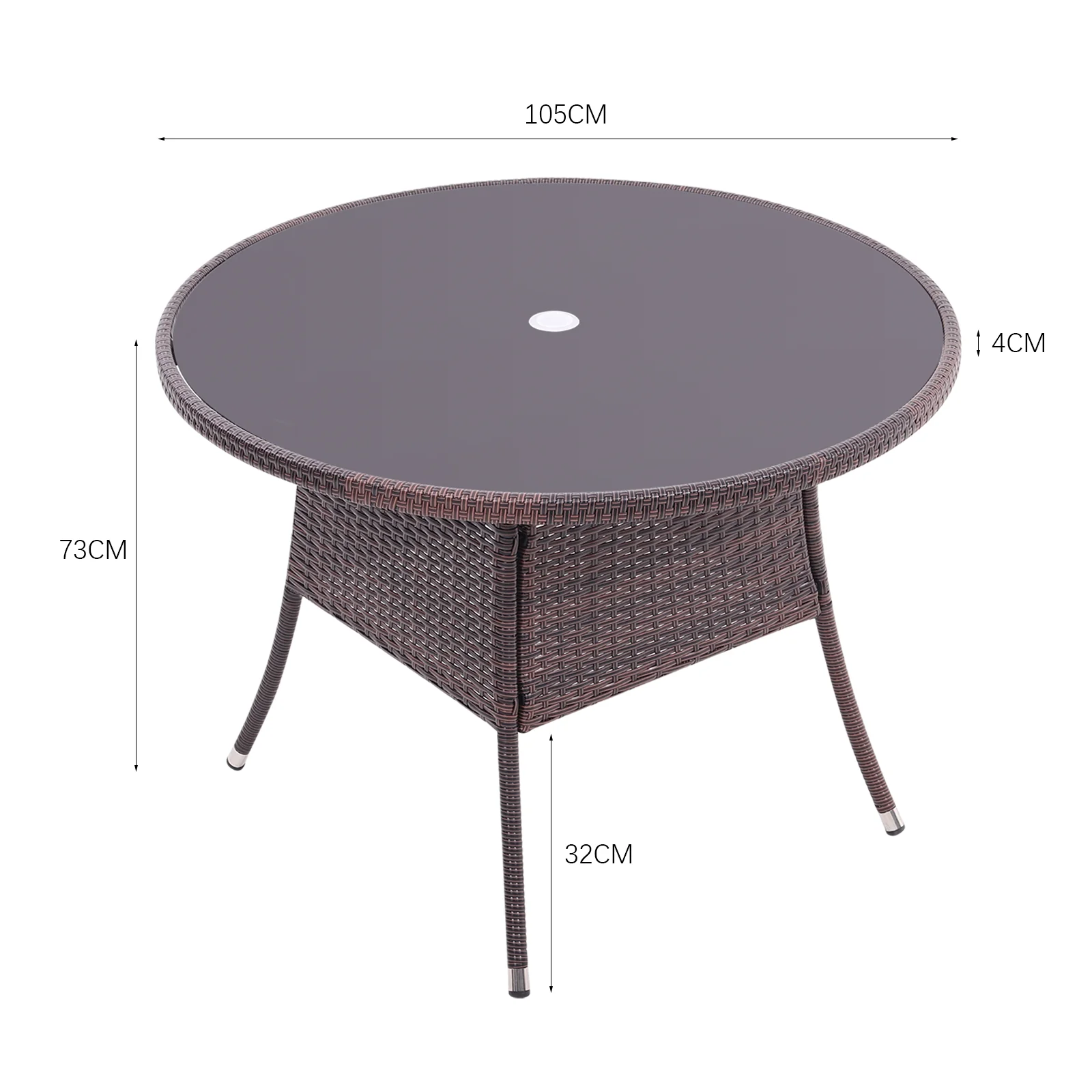 Garden Sanctuary Garden Wicker Tempered Glass Table with Parasol Hole - Image 9