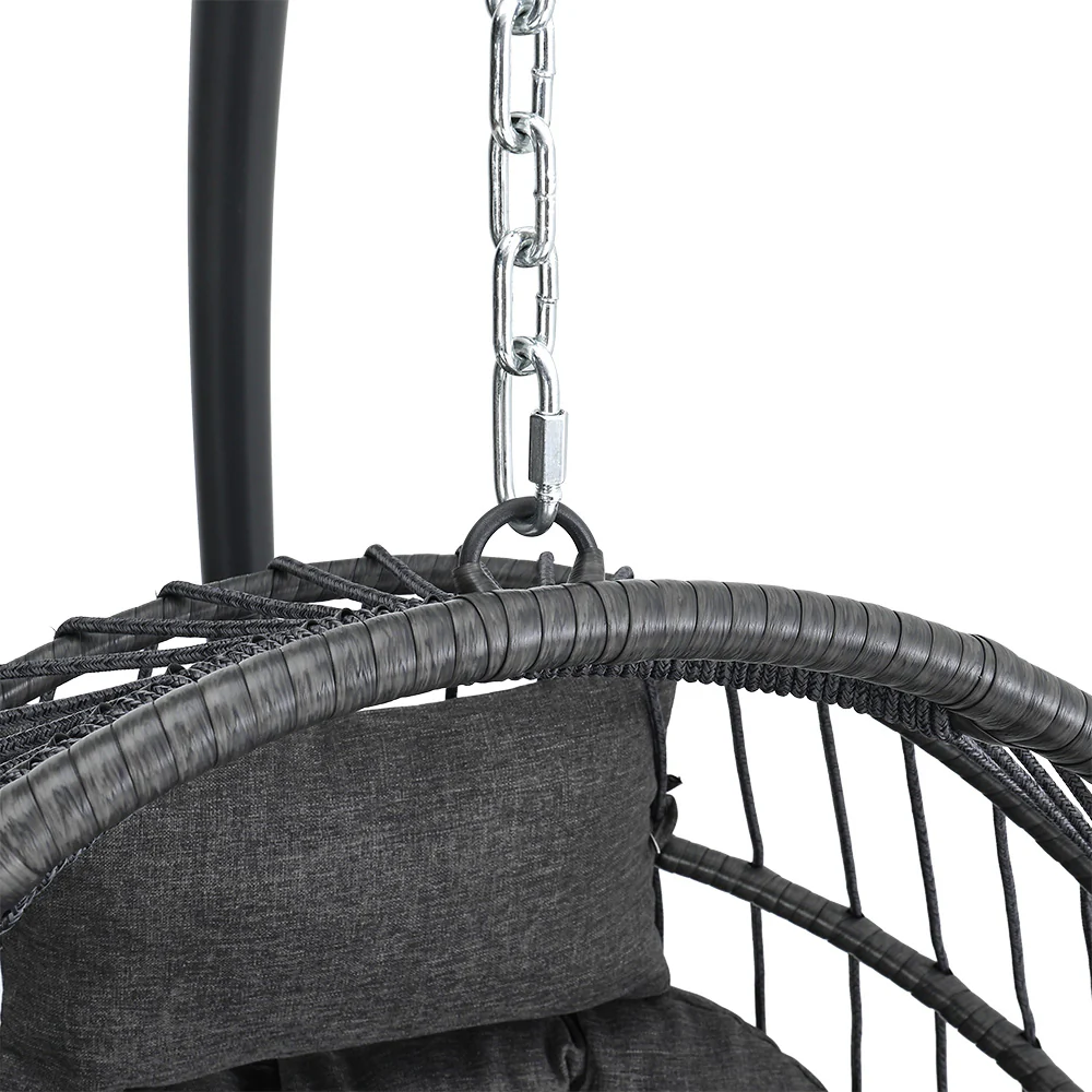 Garden Sanctuary Hanging Chair With Stand And Cushion - Grey - Image 3