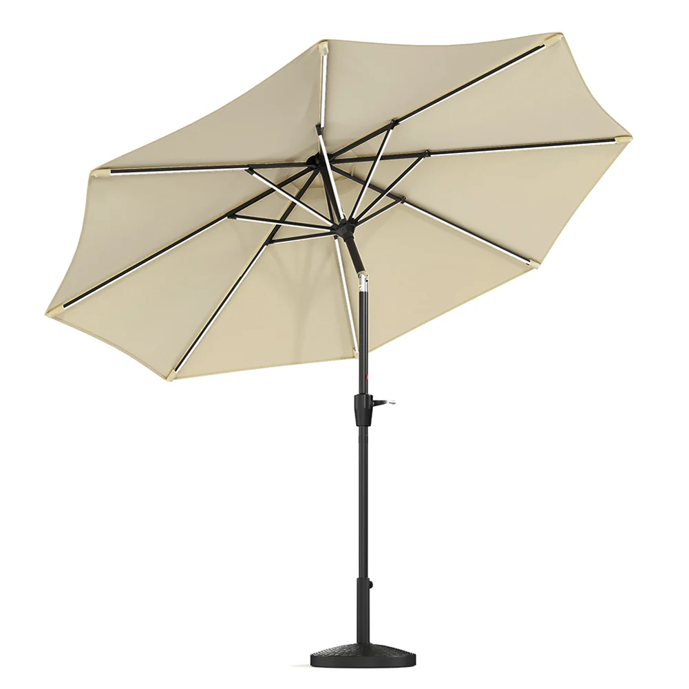 Garden Sanctuary Large Solar Powered LED Patio Umbrella for Outdoor Garden Patio with Base - Image 10