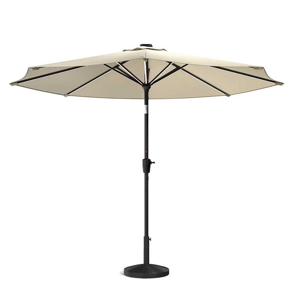 Garden Sanctuary Large Solar Powered LED Patio Umbrella for Outdoor Garden Patio with Base - Image 11