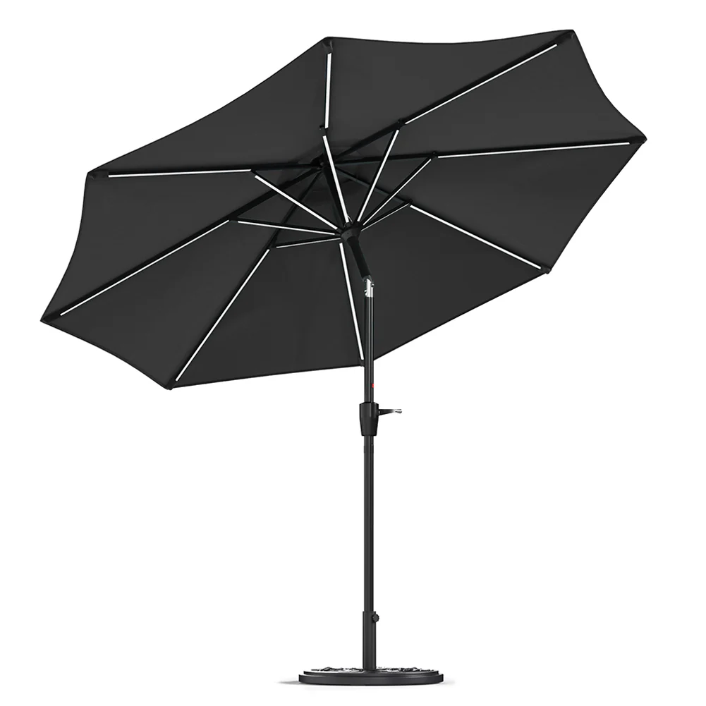 Garden Sanctuary Large Solar Powered LED Patio Umbrella for Outdoor Garden Patio with Base - Image 4