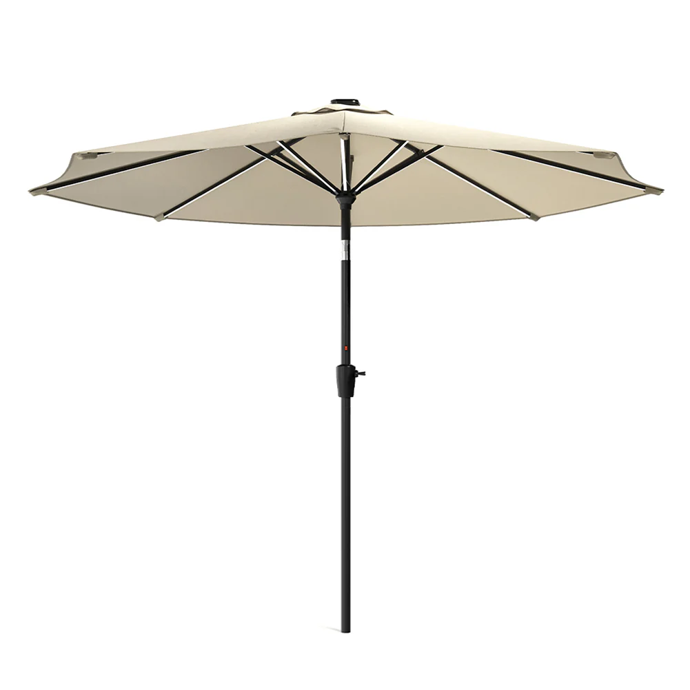 Garden Sanctuary Large Solar Powered LED Patio Umbrella For Outdoor Garden Patio Without Base - Image 5