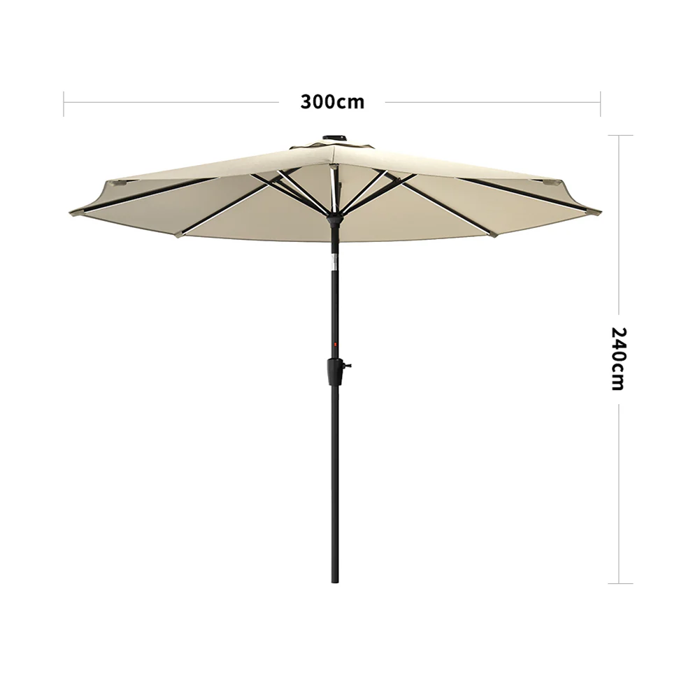 Garden Sanctuary Large Solar Powered LED Patio Umbrella For Outdoor Garden Patio Without Base - Image 7
