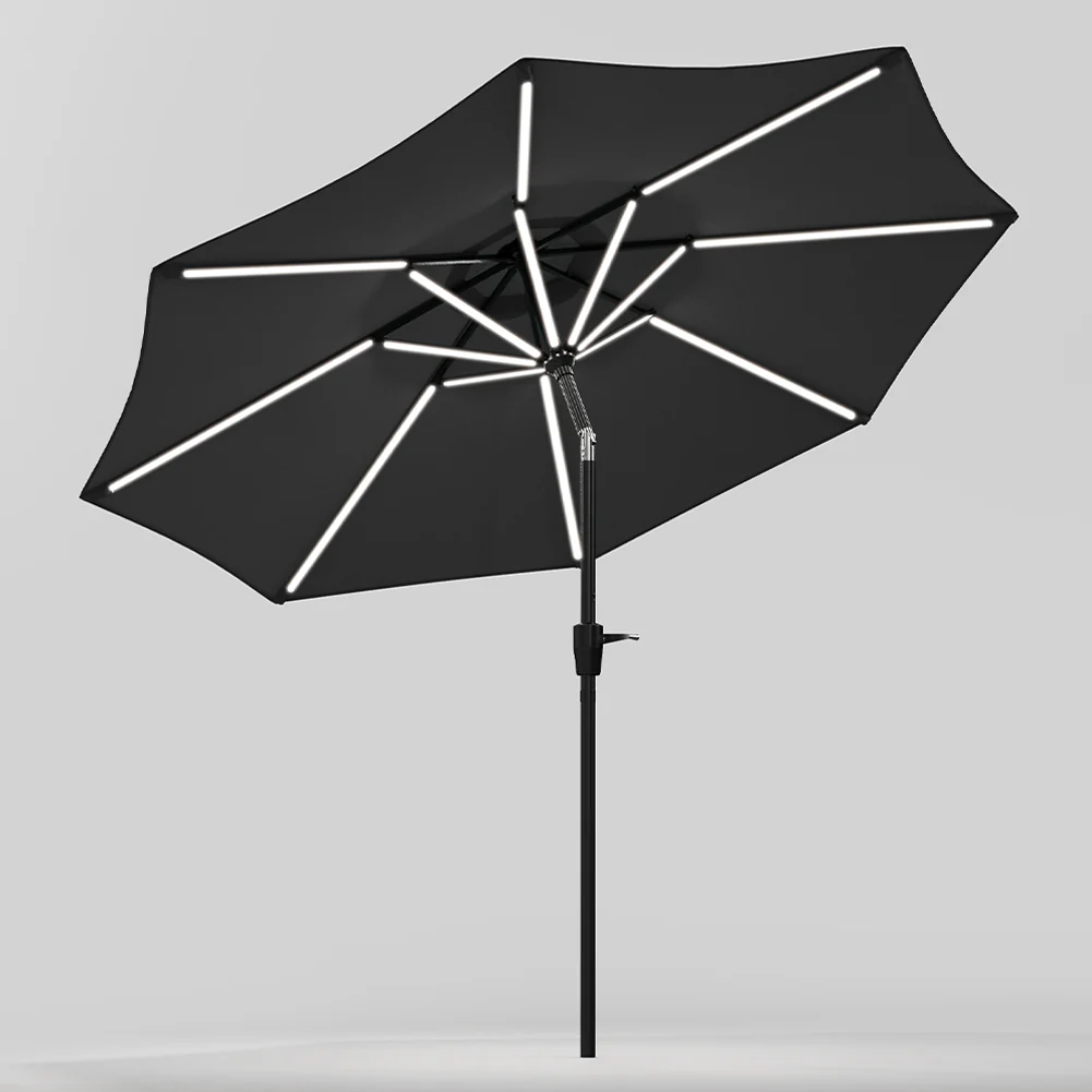 Garden Sanctuary Large Solar Powered LED Patio Umbrella For Outdoor Garden Patio Without Base - Image 3