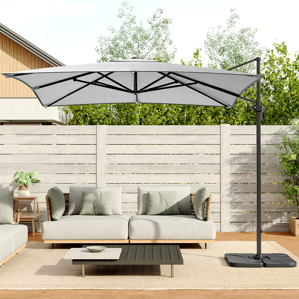 Garden Sanctuary Large Square Canopy Rotating Outdoor Cantilever Parasol