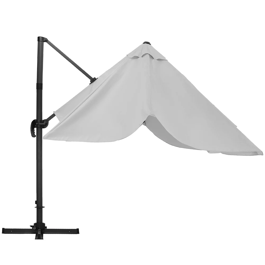 Garden Sanctuary Large Square Canopy Rotating Outdoor Cantilever Parasol - Light Grey - Image 9