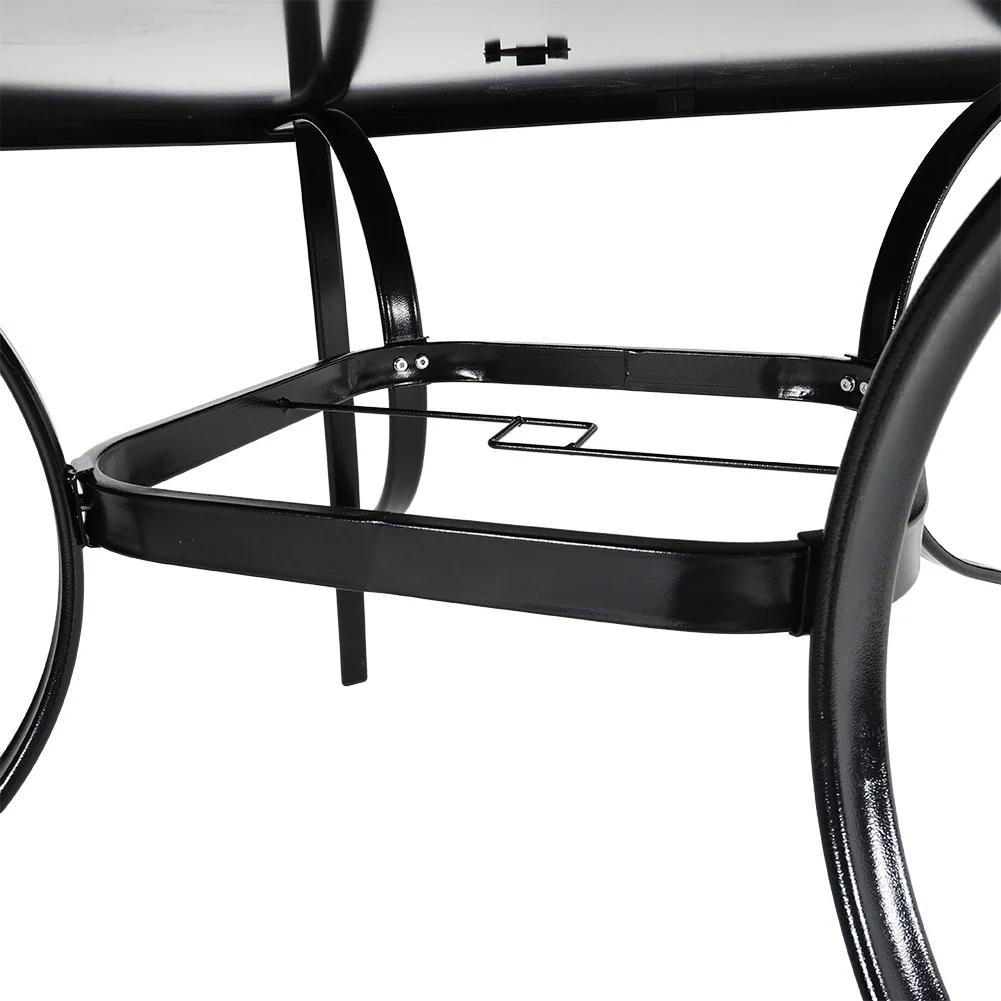 Garden Sanctuary Metallic and Tempered Glass Garden Table with Parasol Hole Outdoor - Image 4