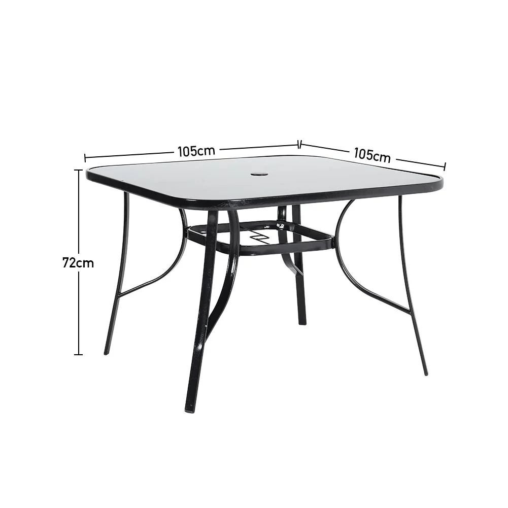 Garden Sanctuary Metallic and Tempered Glass Garden Table with Parasol Hole Outdoor - Image 7