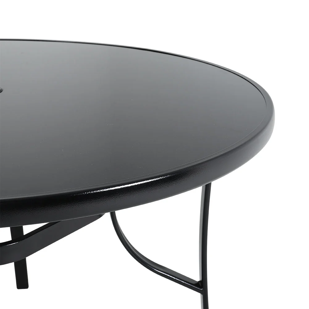 Garden Sanctuary Metallic and Tempered Glass Garden Table with Parasol Hole Outdoor - Image 4